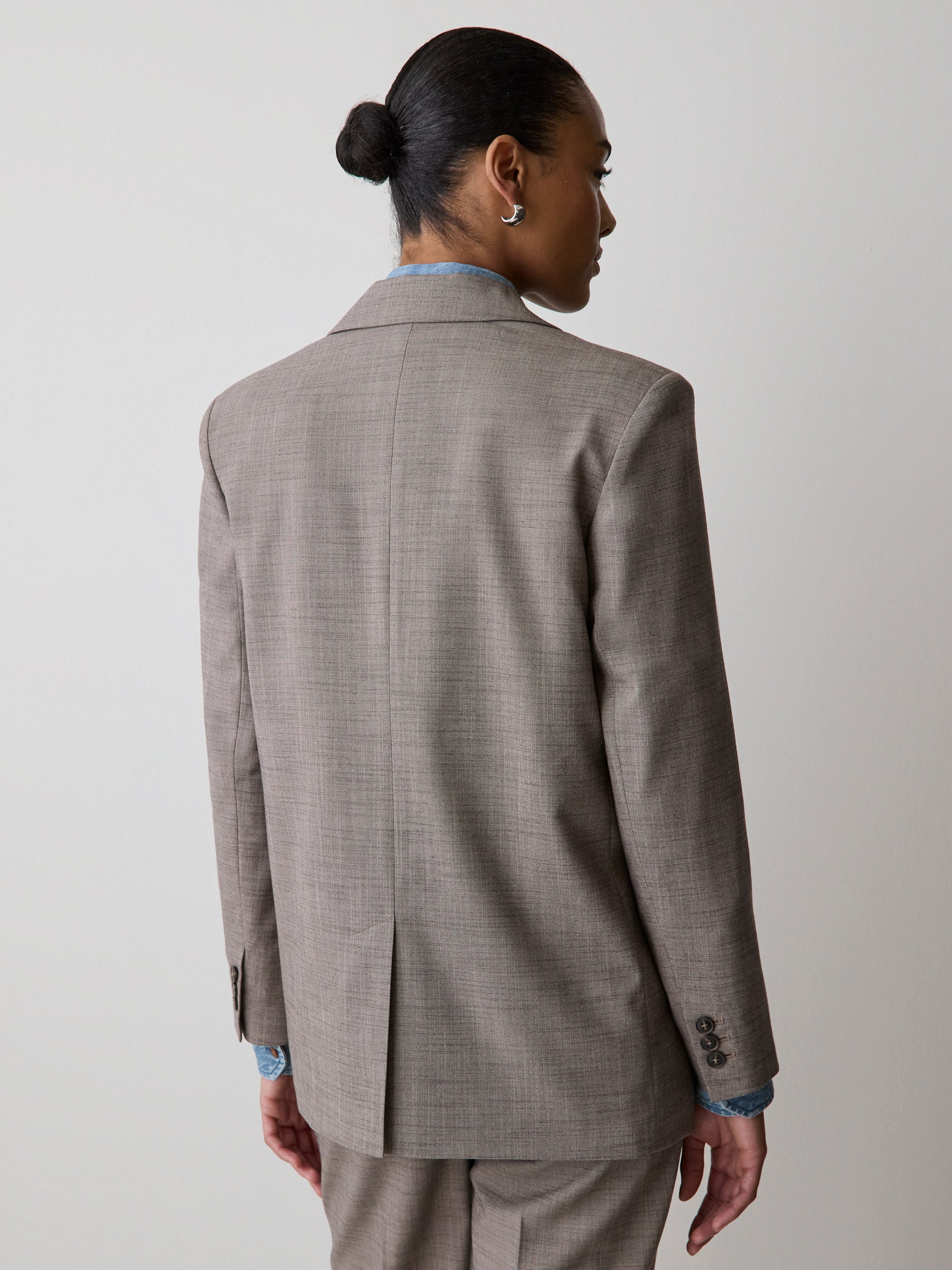 Taupe Oversized One-Button Blazer - Image 3