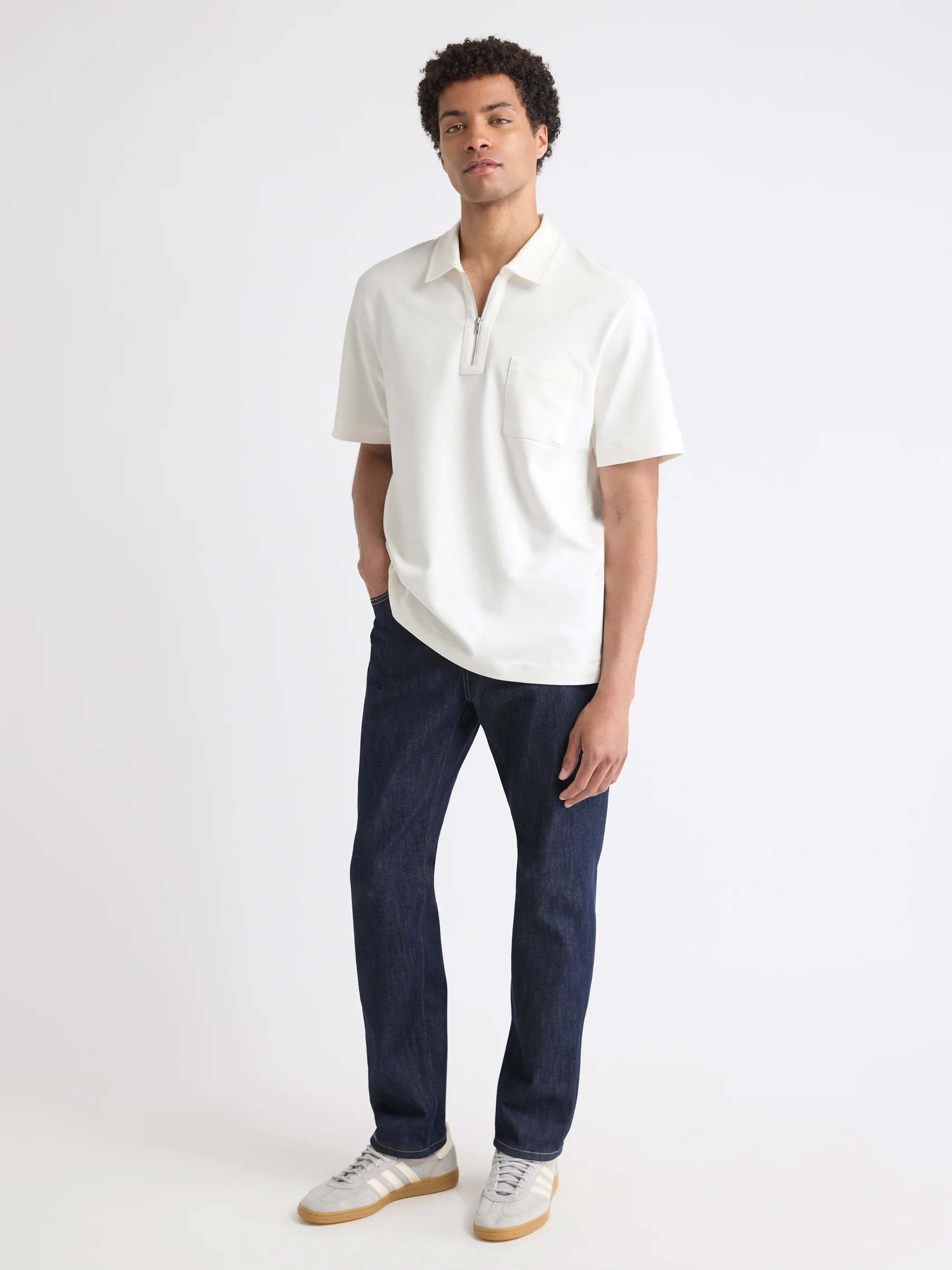 Oversized Short-Sleeve Half-Zip Polo - Image 2