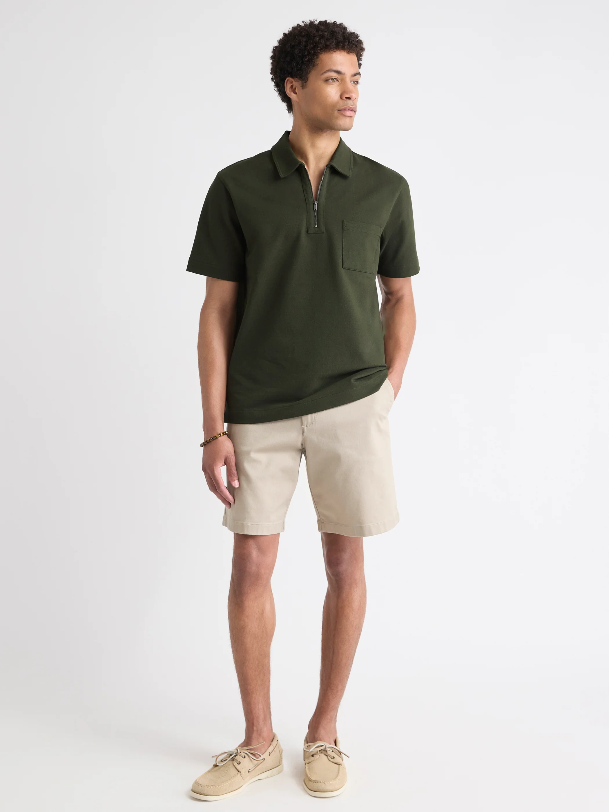 Oversized Short-Sleeve Half-Zip Polo - Image 6