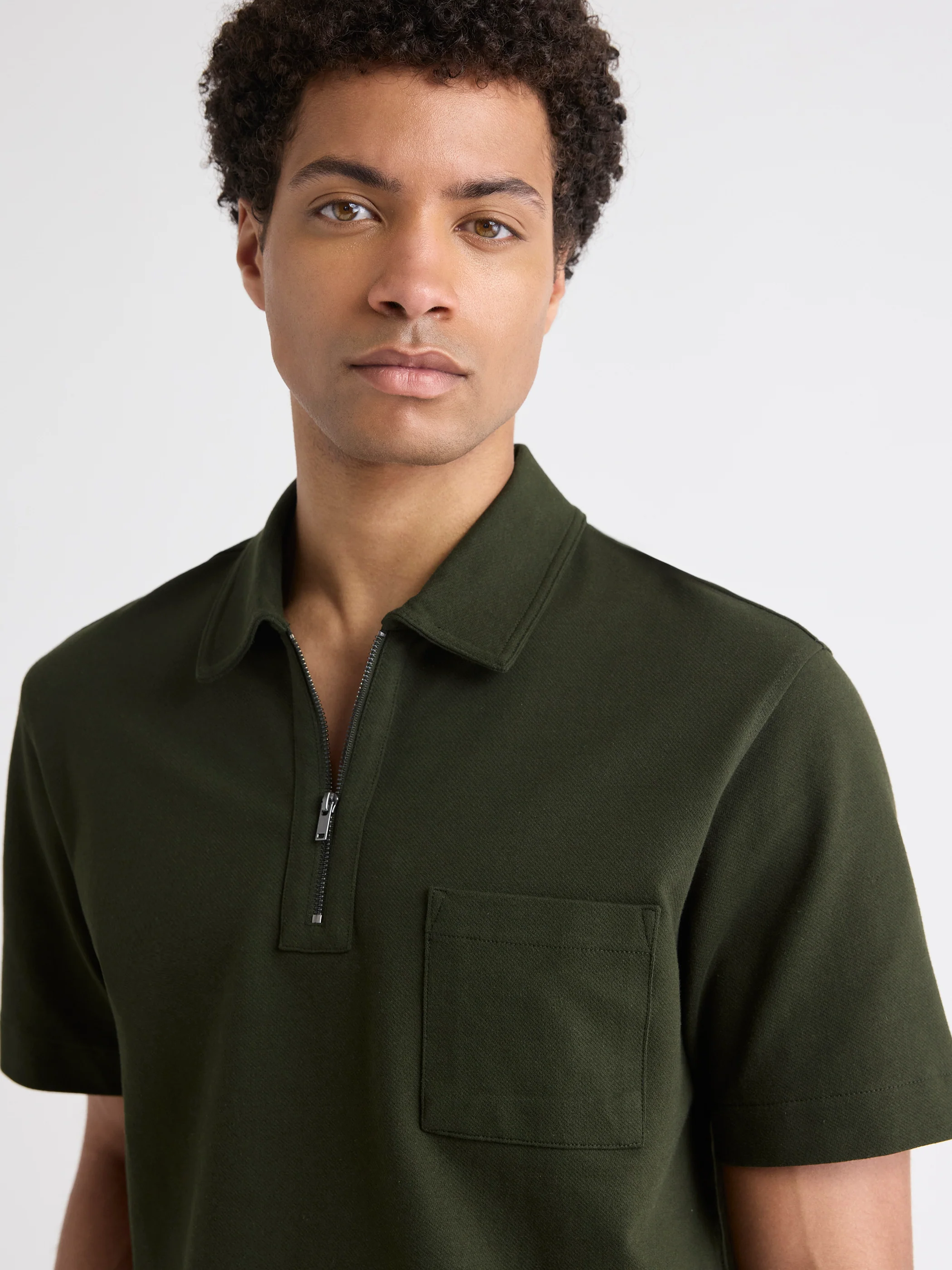 Oversized Short-Sleeve Half-Zip Polo - Image 8