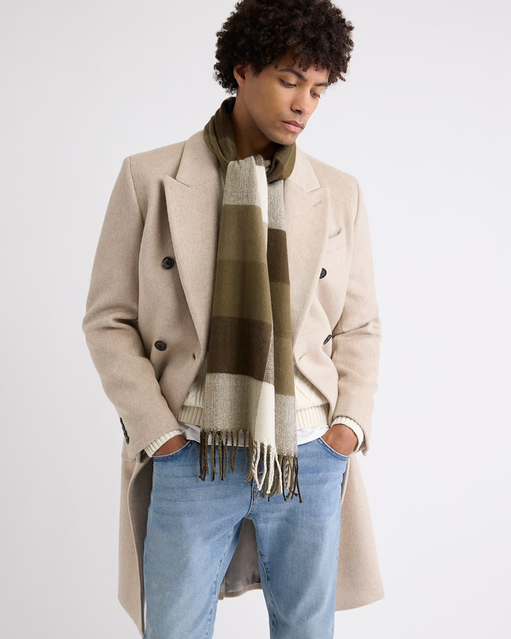 Plaid Scarf with Fringes - Image 10