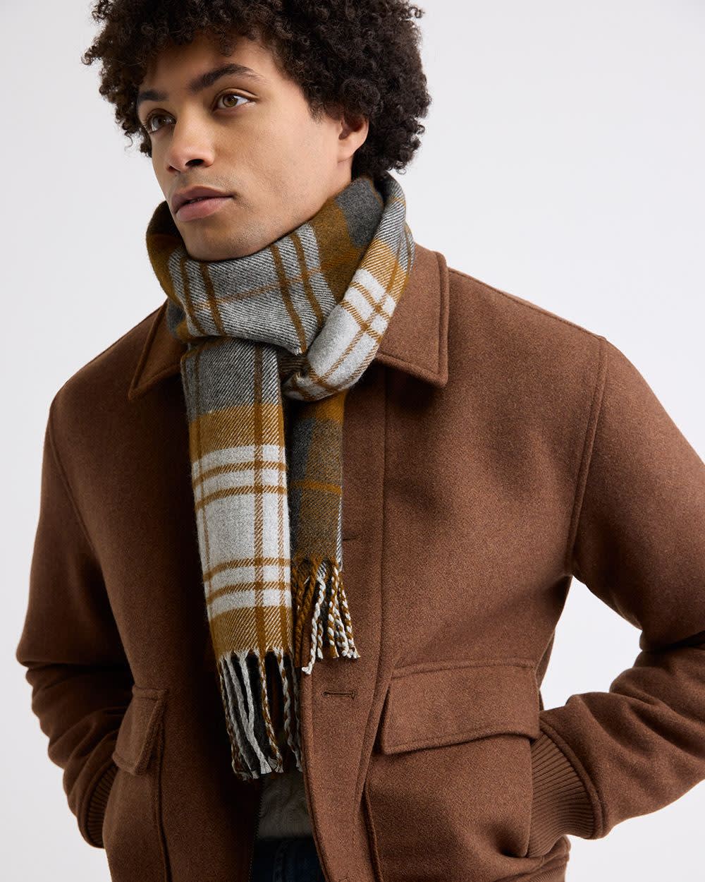 Plaid Scarf with Fringes - Image 4