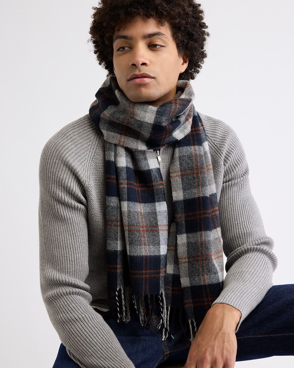 Plaid Scarf with Fringes - Image 7