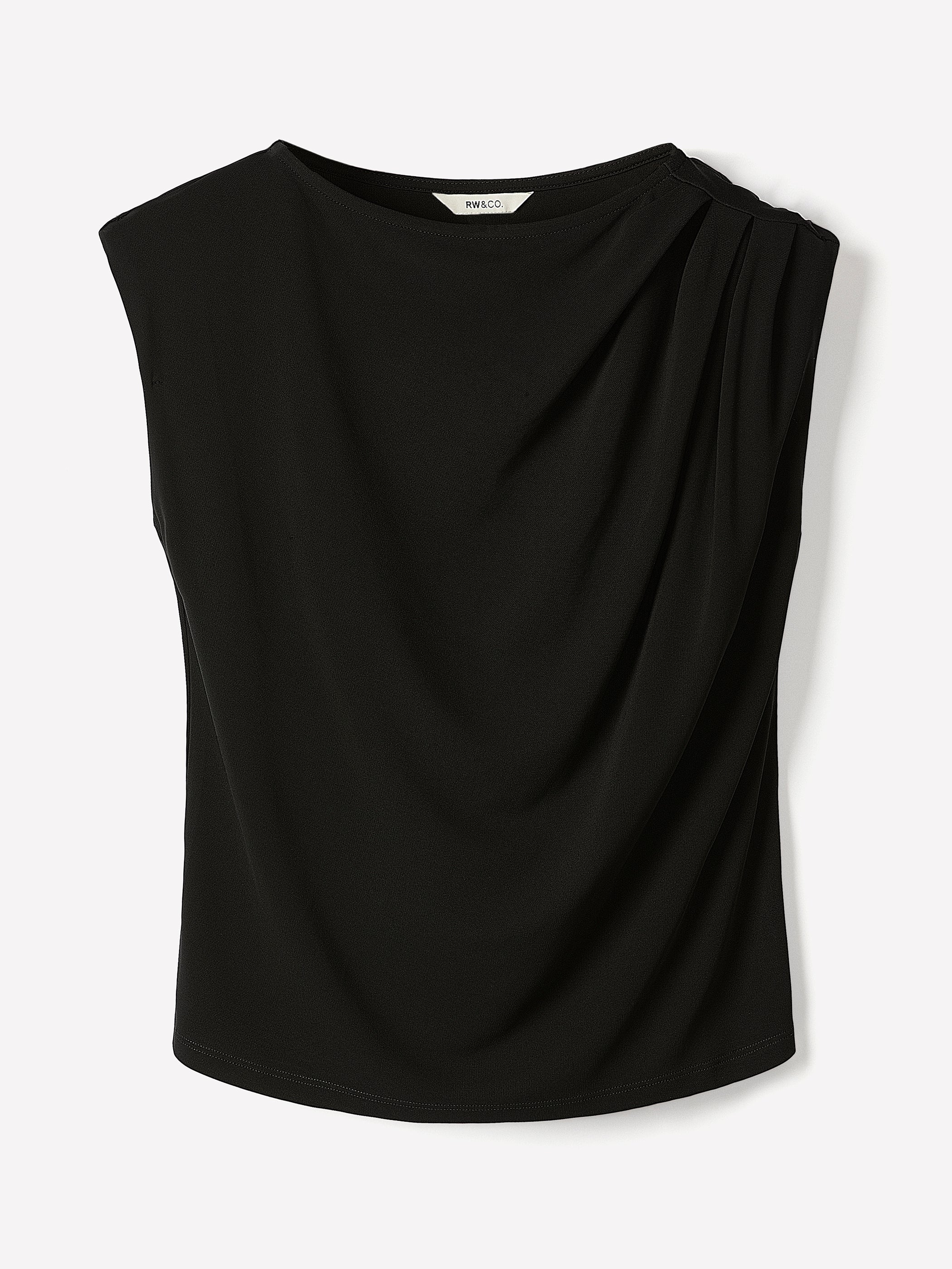Extended-Sleeve Boat-Neck Top with Pleated Details - Image 6