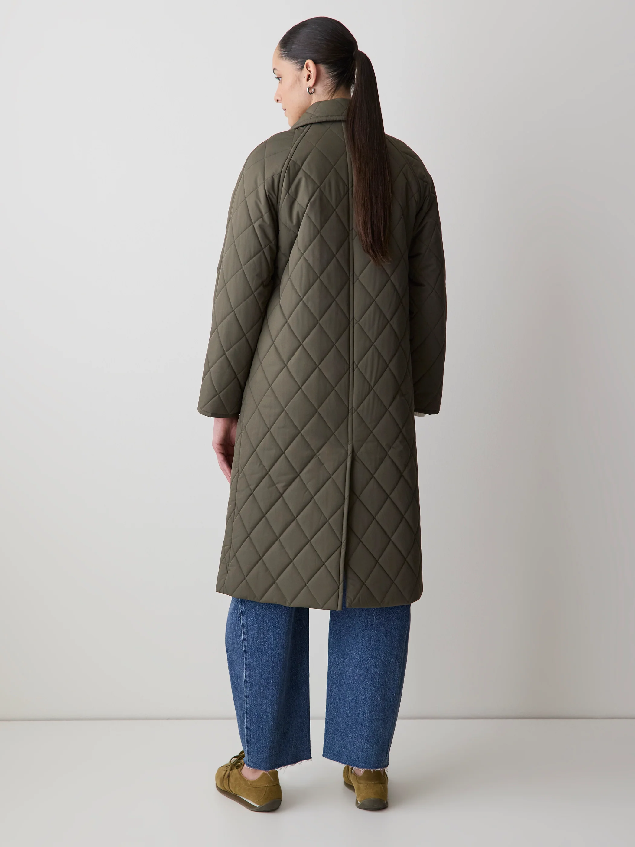 Quilted Trench Coat with Shirt Collar - Image 7