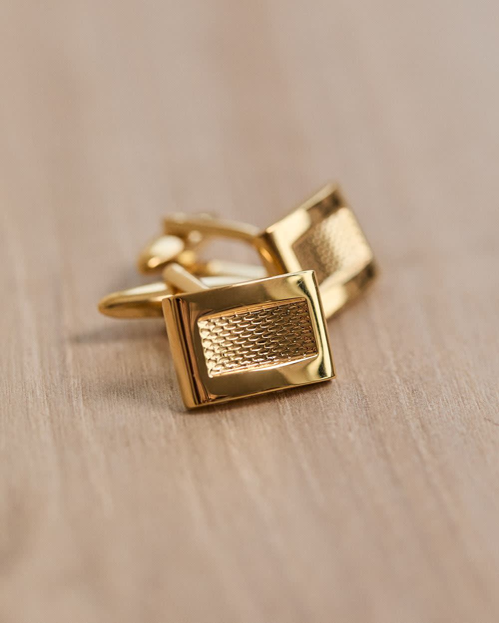 Rectangular Golden Cuff Links - Image 2