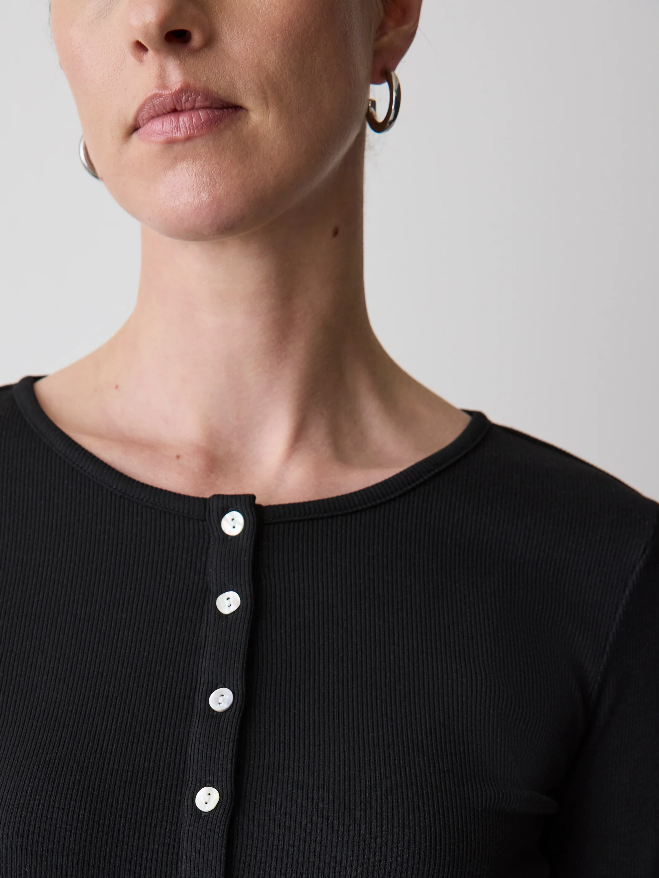 Long-Sleeve Henley Ribbed Top - Image 4