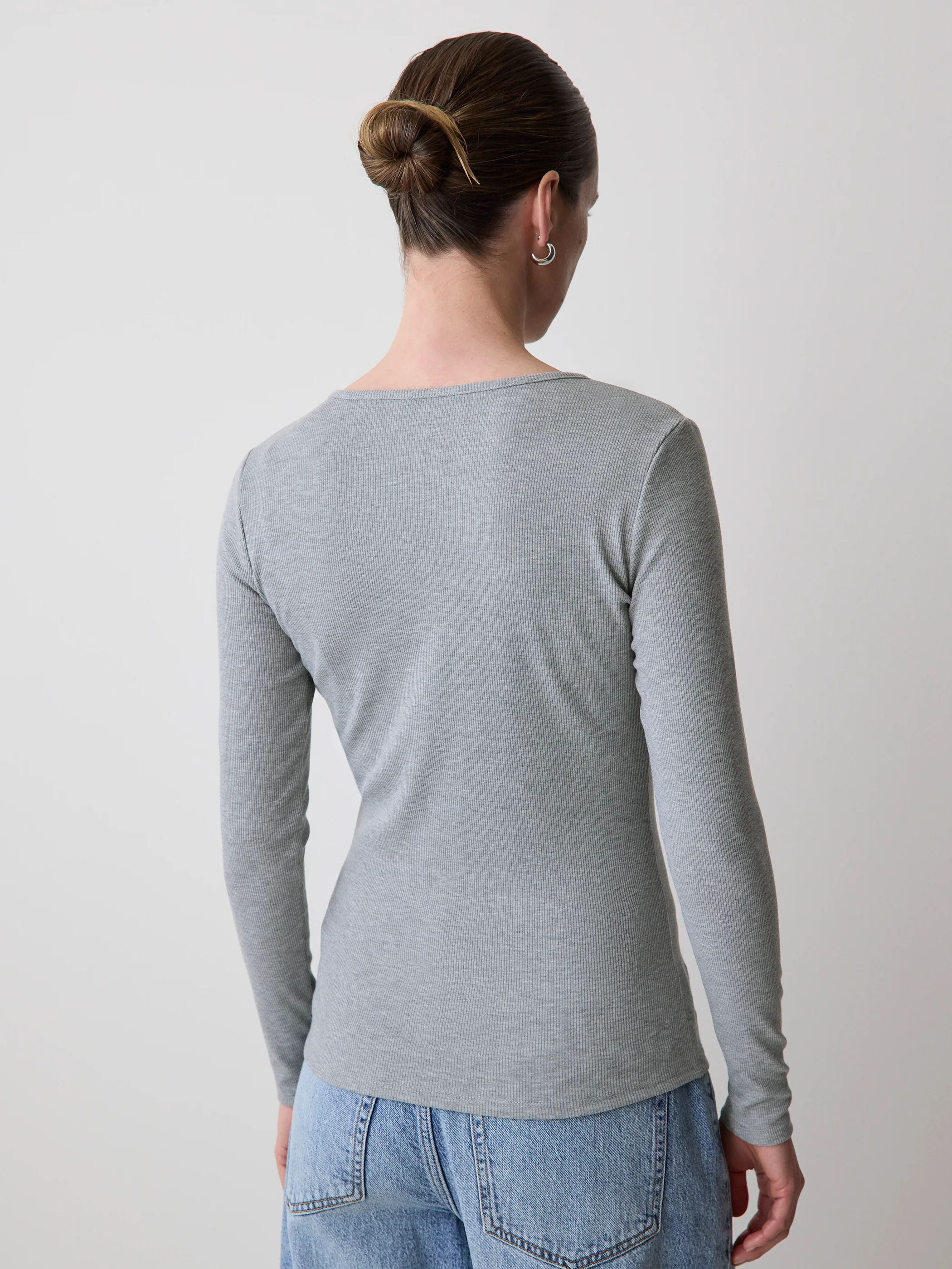 Long-Sleeve Henley Ribbed Top - Image 9