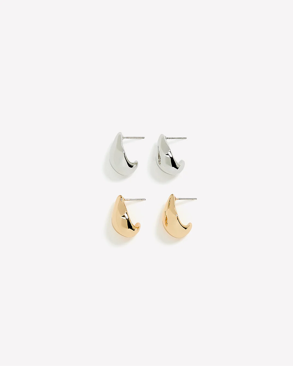 Silver and Golden Sculptural Earrings - 2 Pairs - Image 2