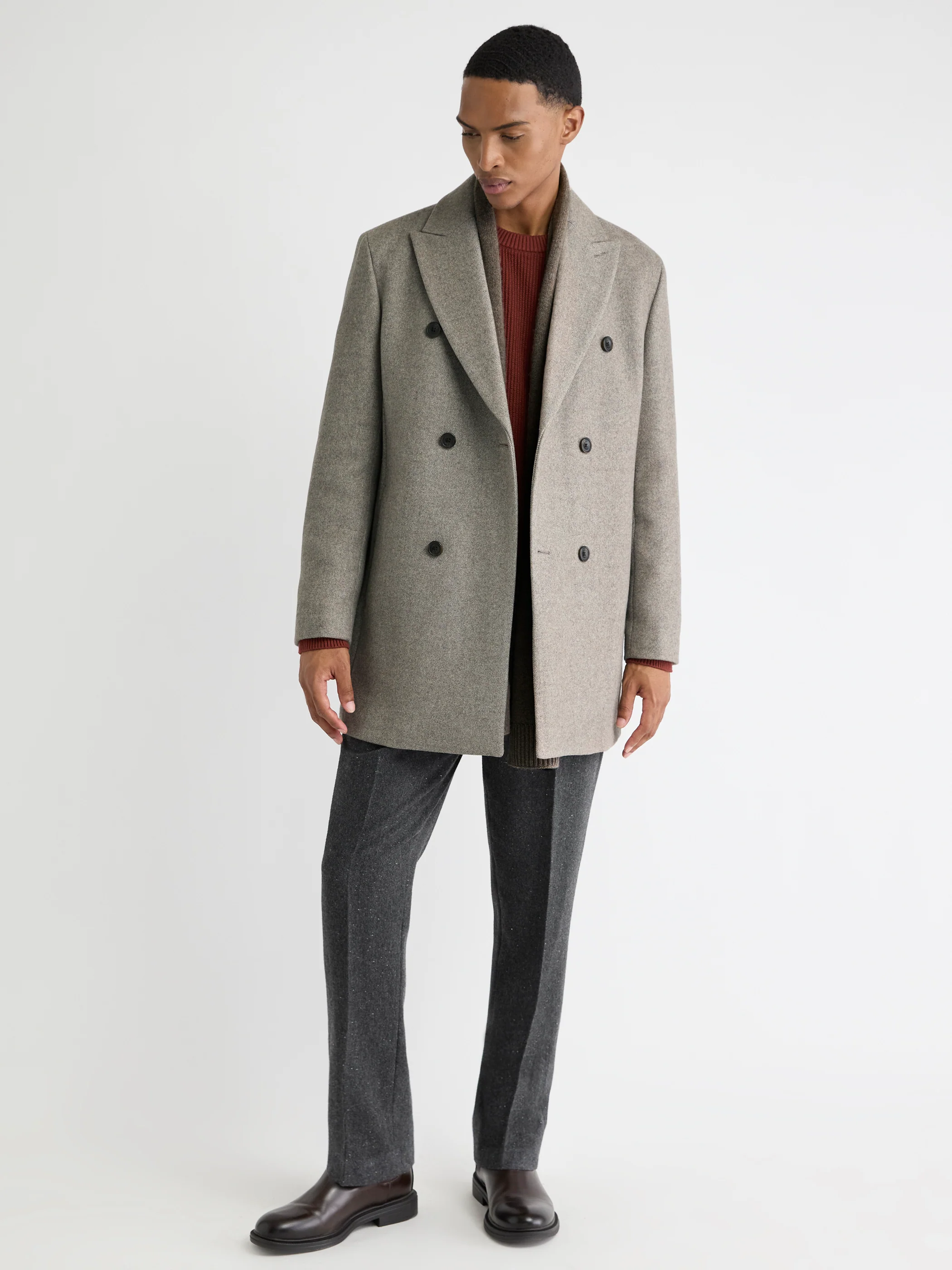 Short Double-Breasted Wool Coat - Image 2