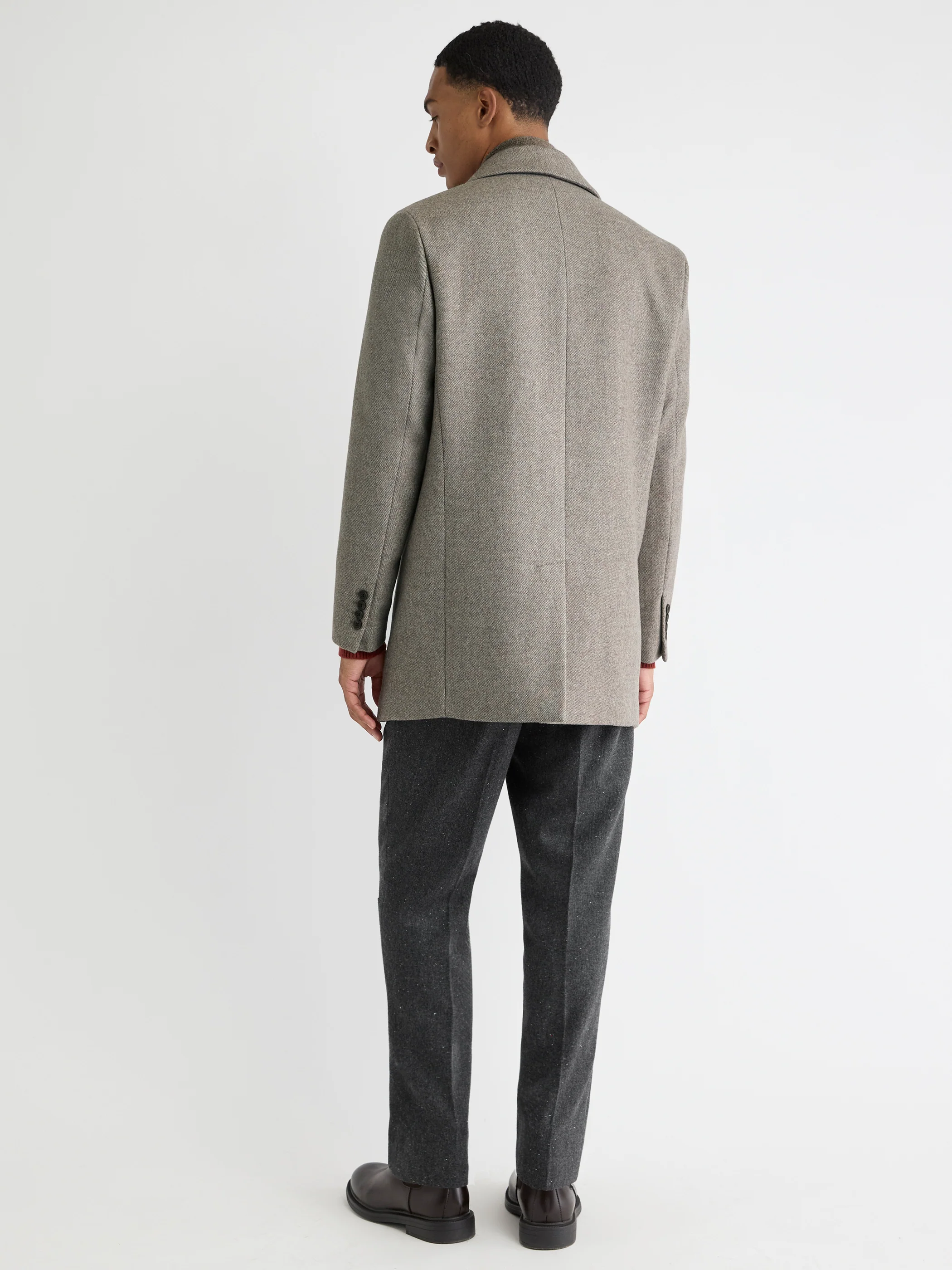 Short Double-Breasted Wool Coat - Image 3