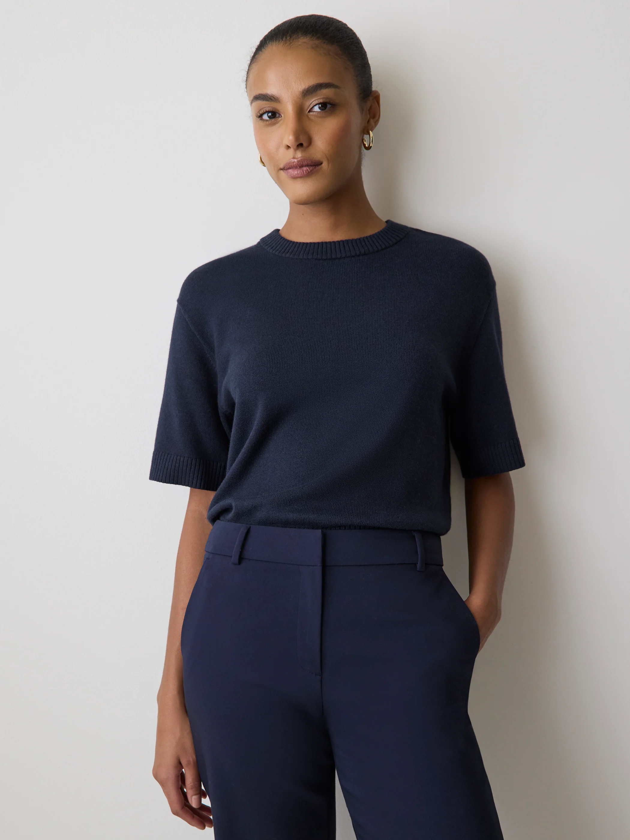 Wool-Blend Short-Sleeve Crew-Neck Sweater - Image 6