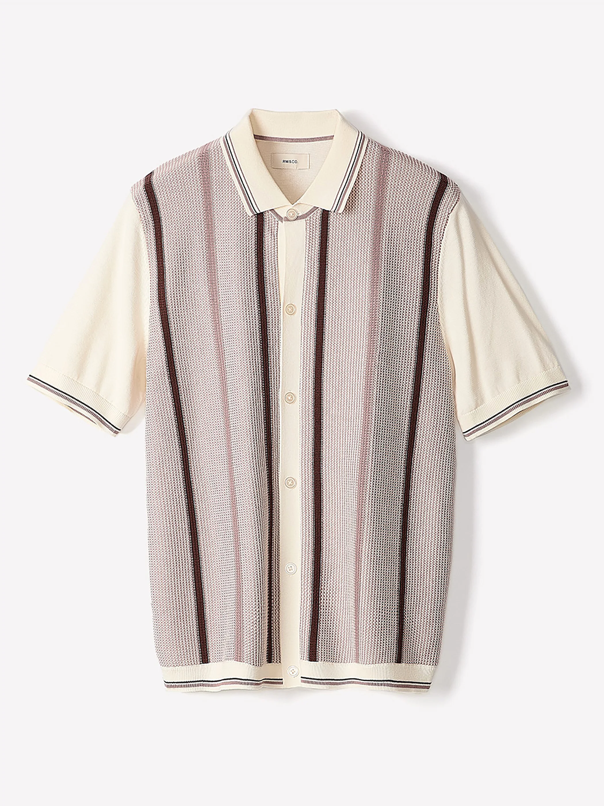 Short-Sleeve Shirt Sweater with Vertical Stripes - Image 4