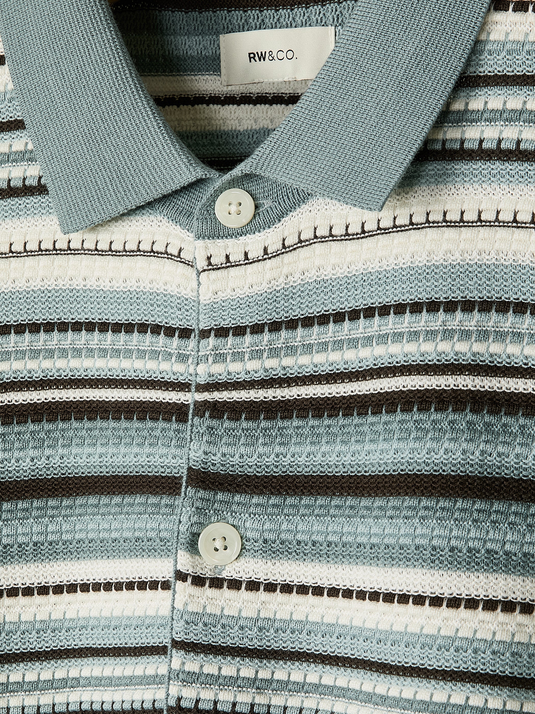 Striped Short-Sleeve Sweater with Shirt Collar - Image 4