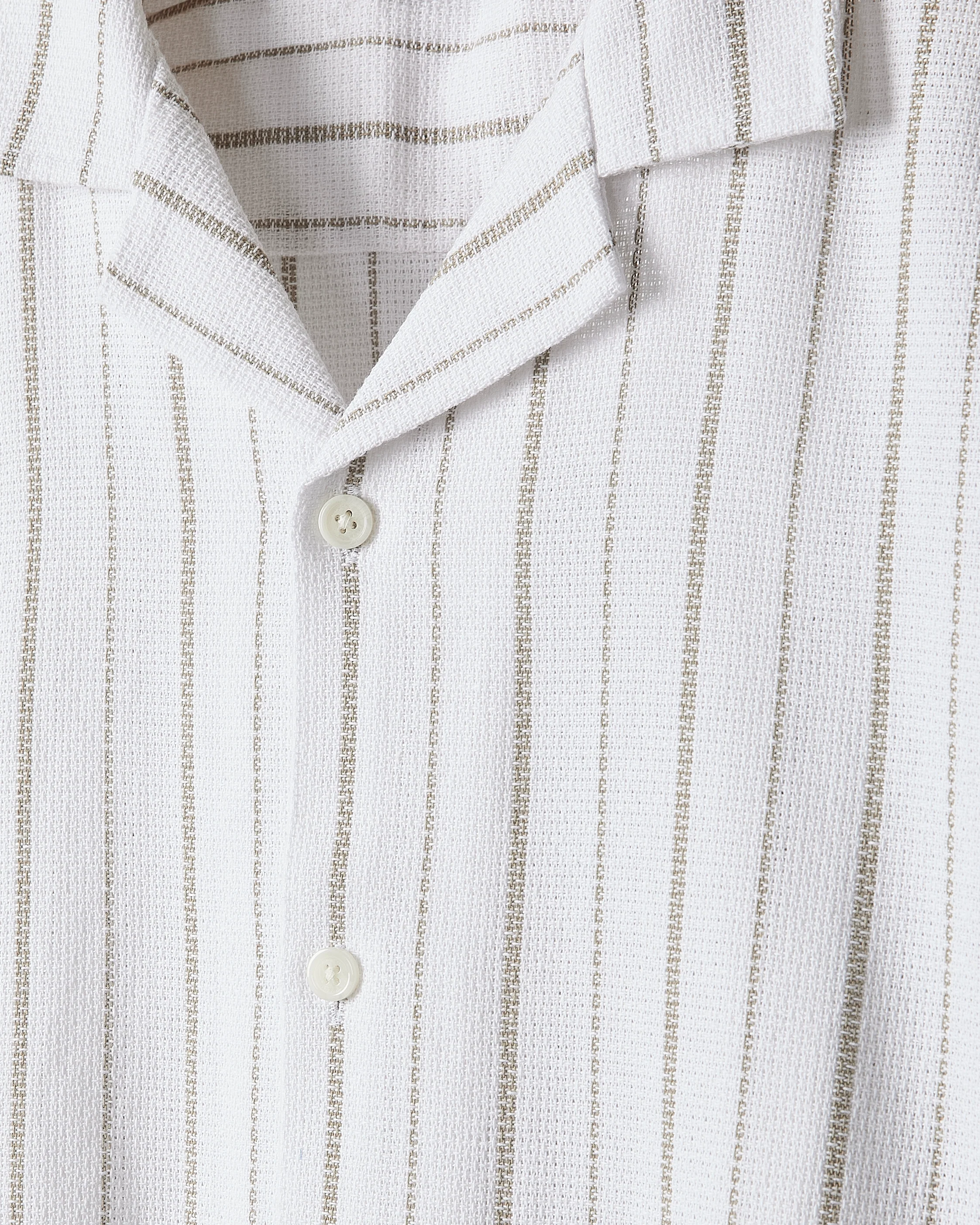 Striped Short-Sleeve Textured Shirt with Camp Collar - Image 4