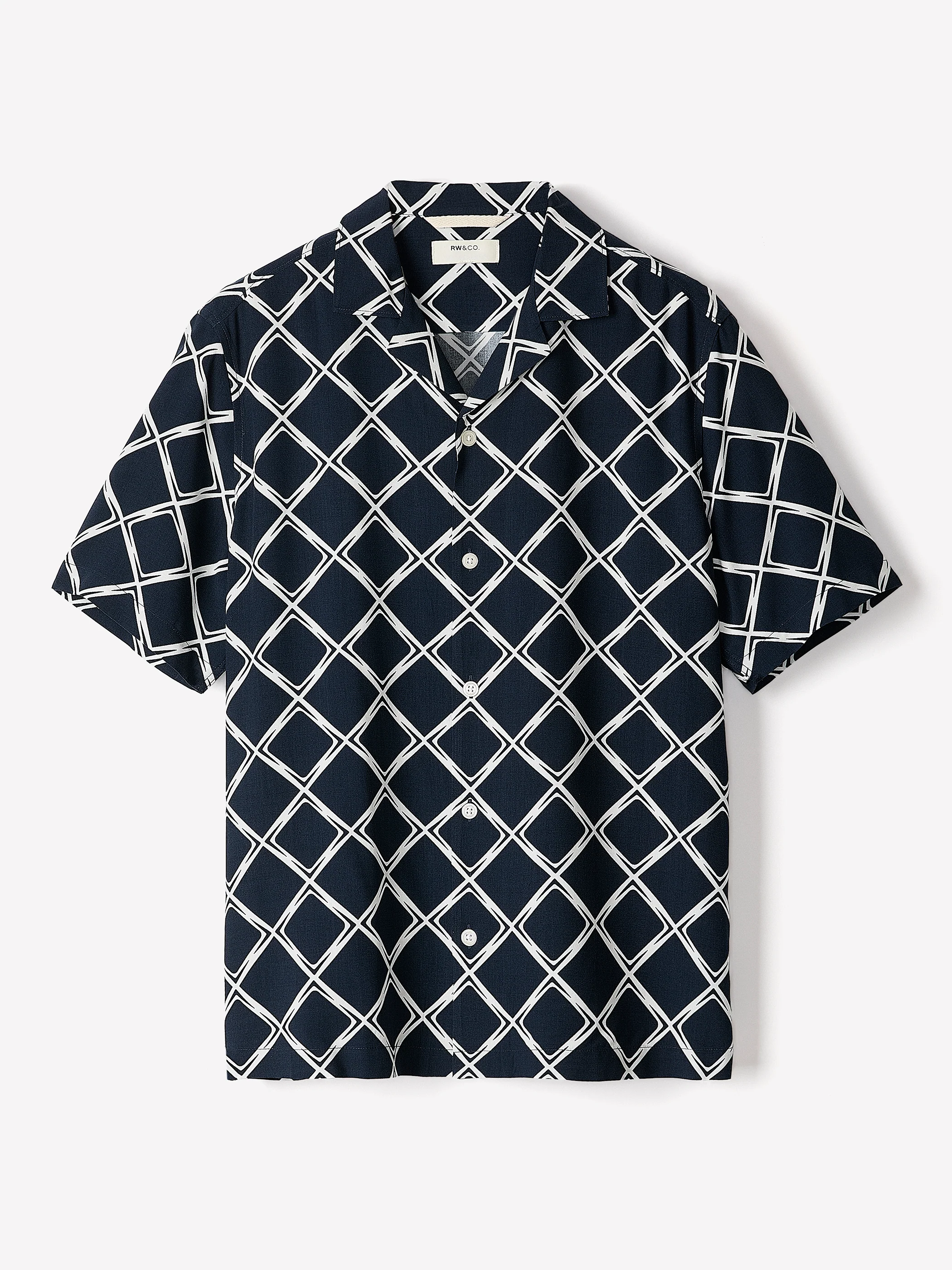 Short-Sleeve Camp-Collar Shirt with Geo Print - Image 5