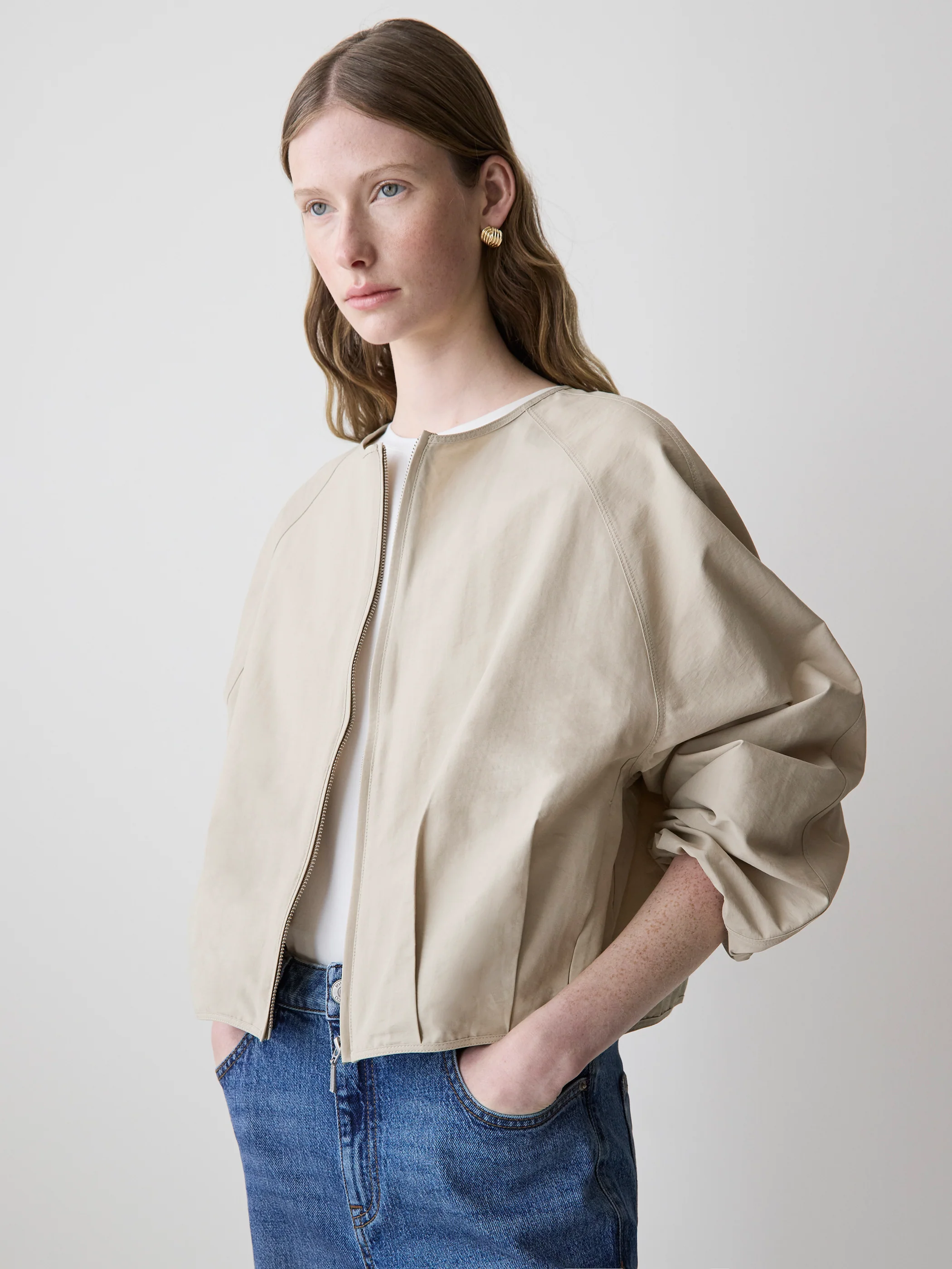 Short Twill Jacket with Cinched Waist - Image 2