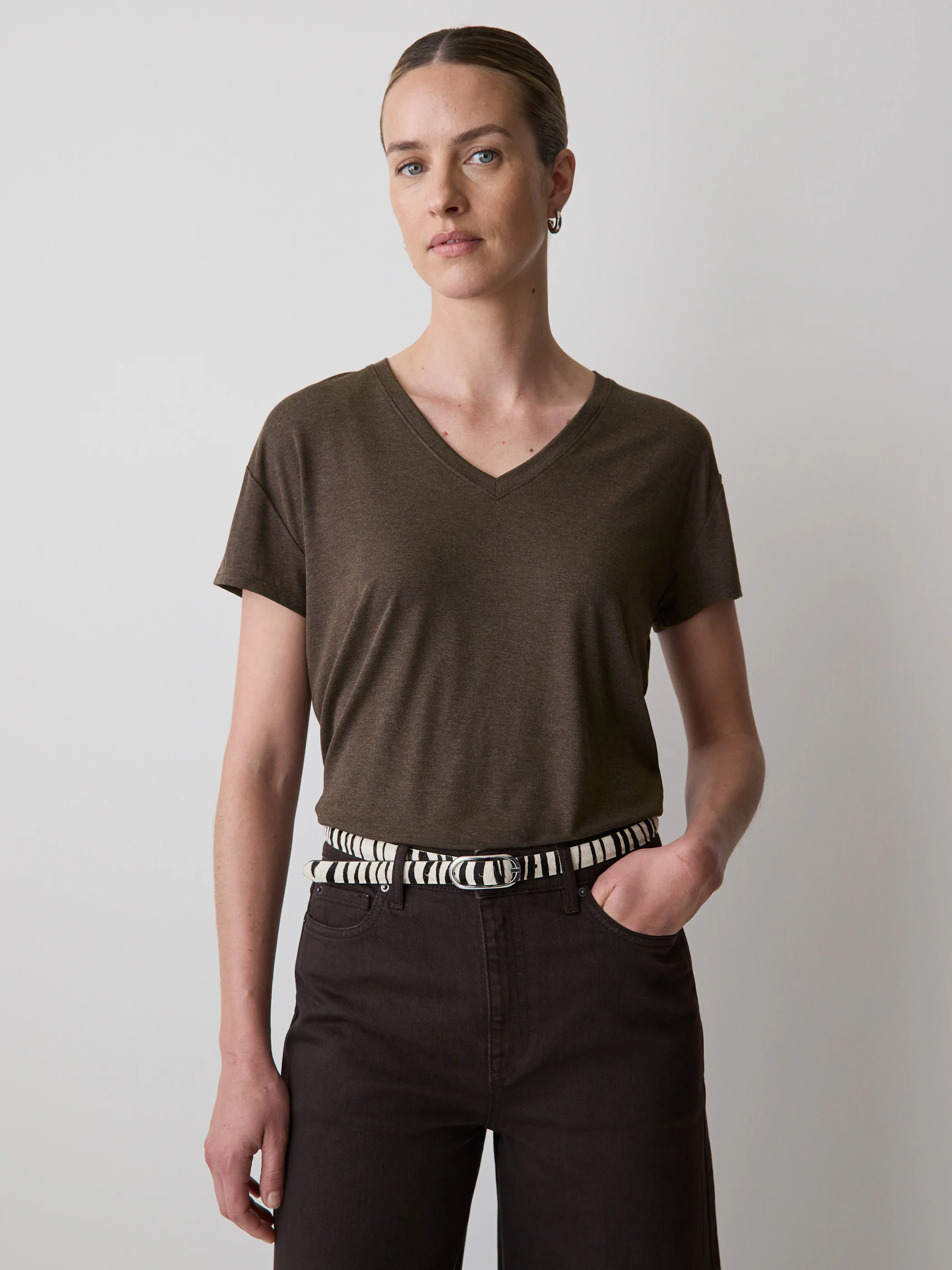V-Neck Silk-Blend Tee - Image 6