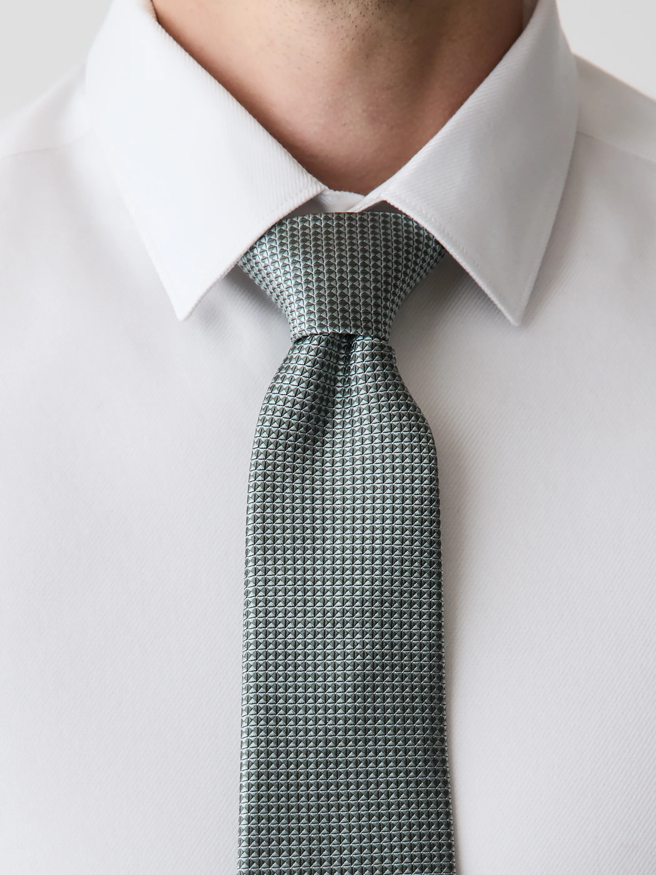 Mint Regular Tie with Geometric Pattern - Image 3