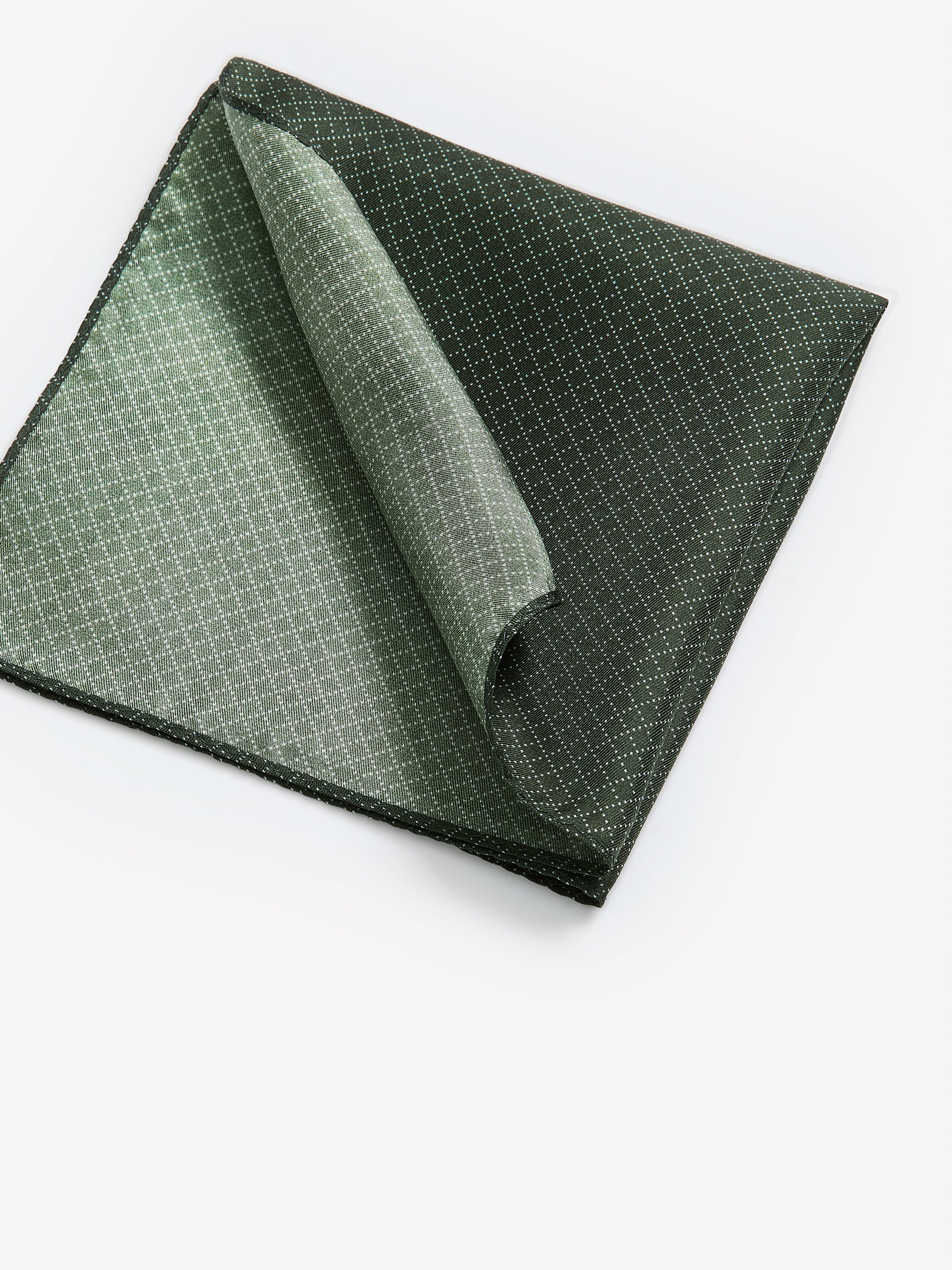 Dark Green Handkerchief with Square Geometric Pattern - Image 2