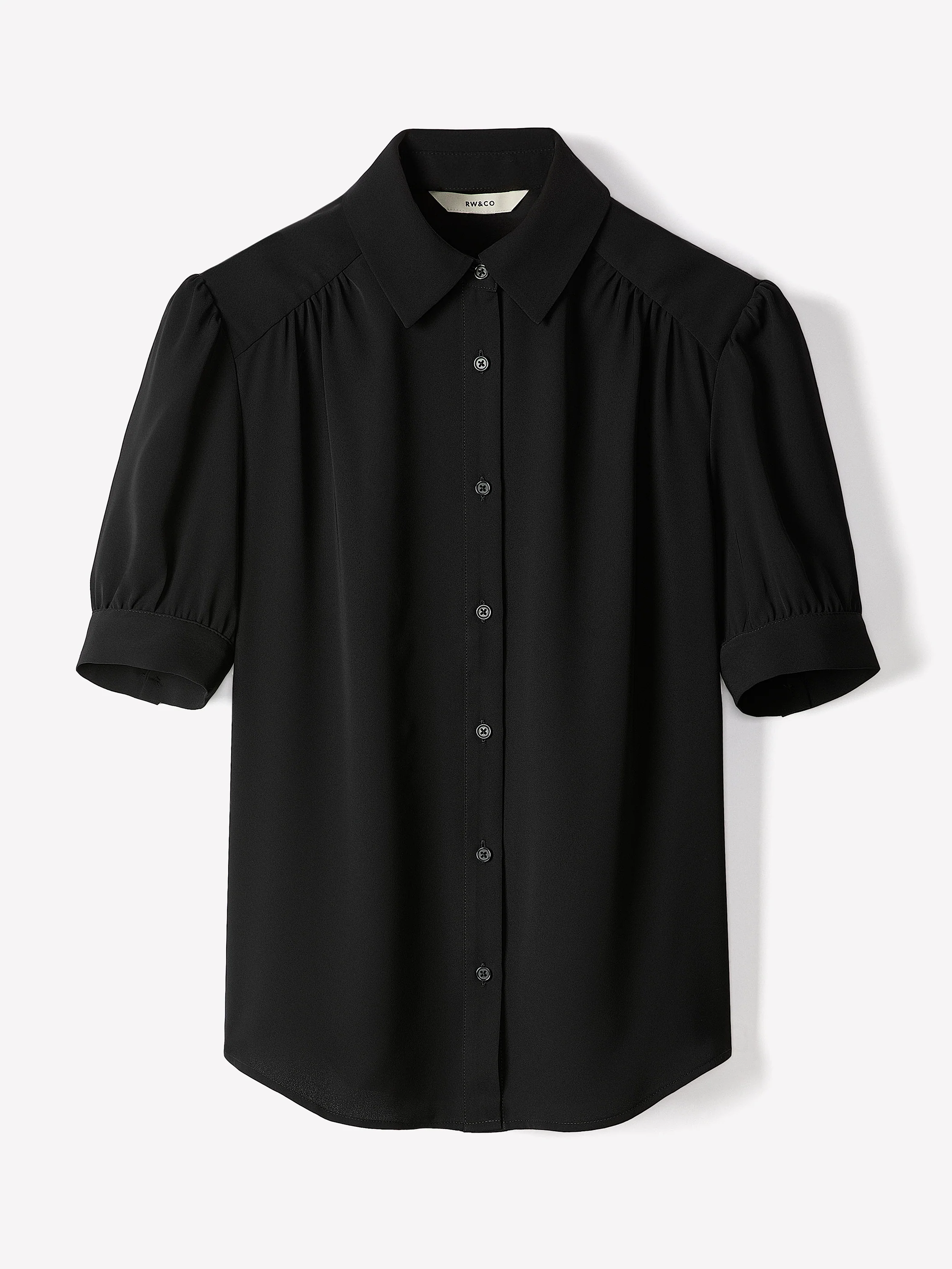 Silky Crepe Short-Sleeve Buttoned-Down Blouse - Image 6