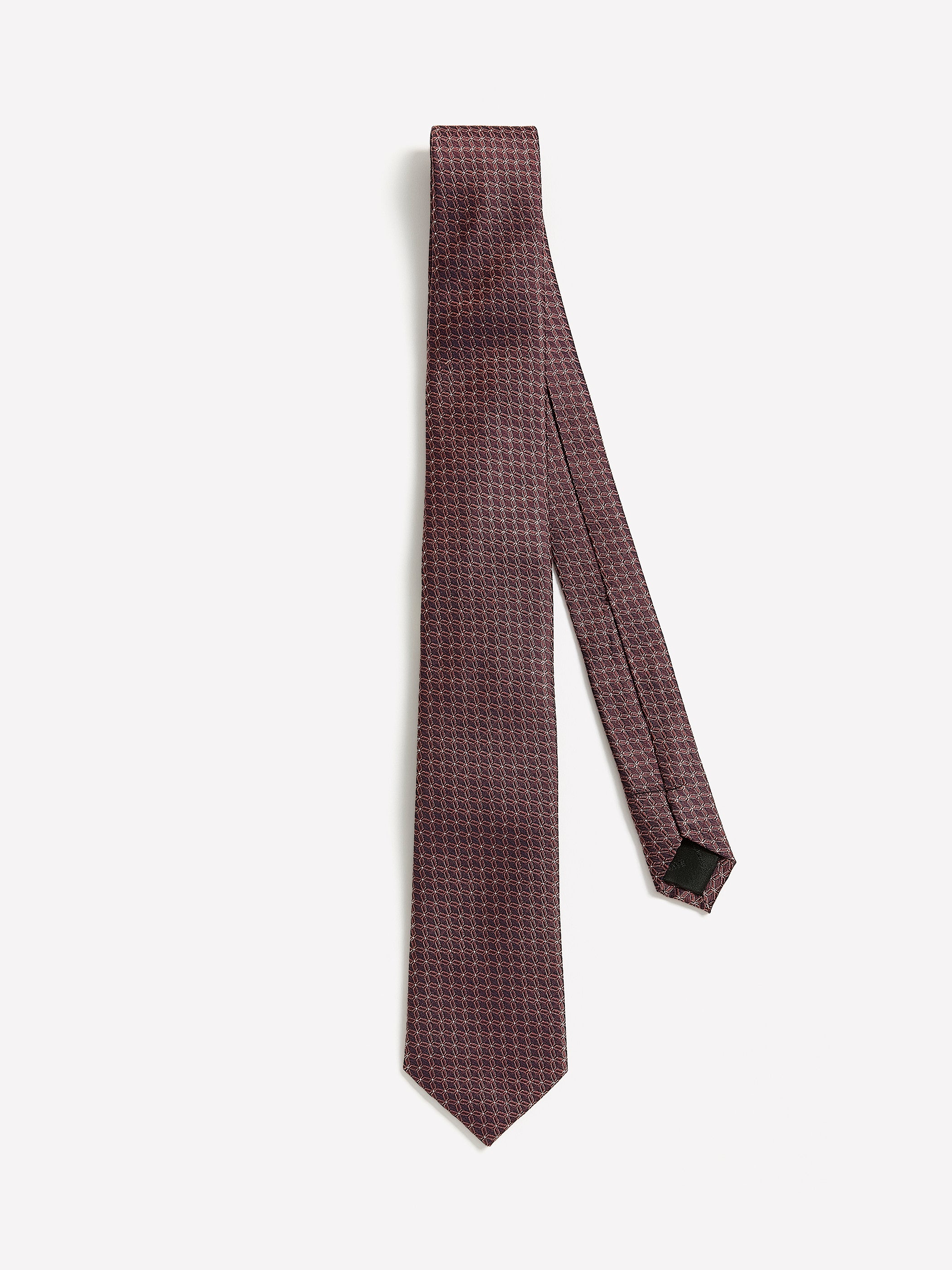 Skinny Tie with Square Geometric Pattern