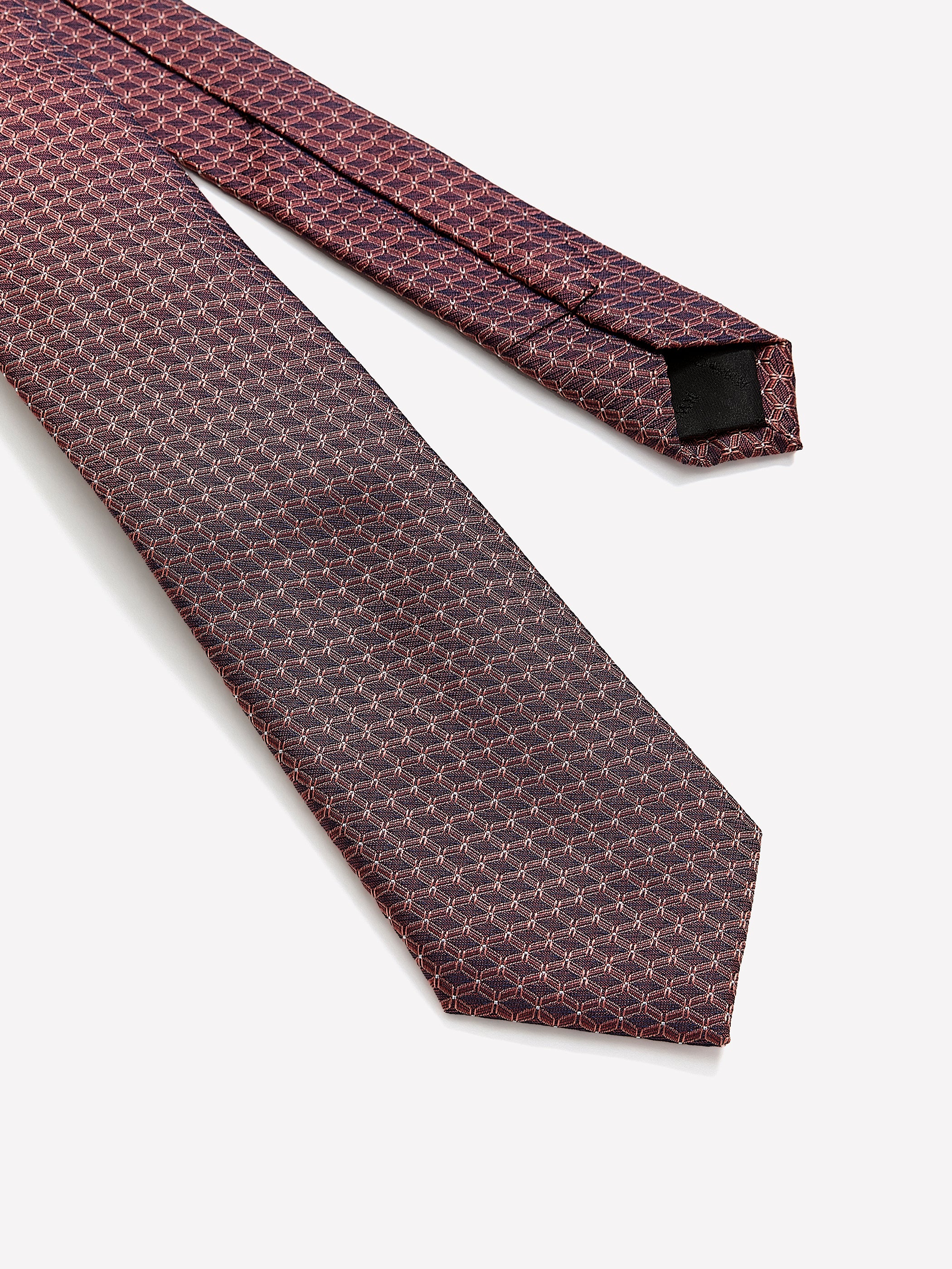 Skinny Tie with Square Geometric Pattern - Image 2
