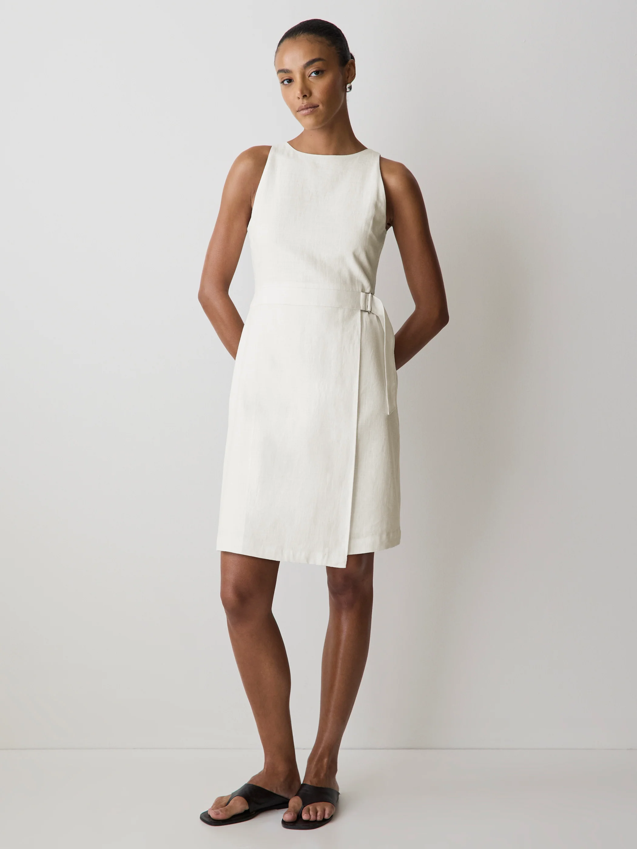 Sleeveless Boat-Neck Linen-Blend Midi Dress - Image 7