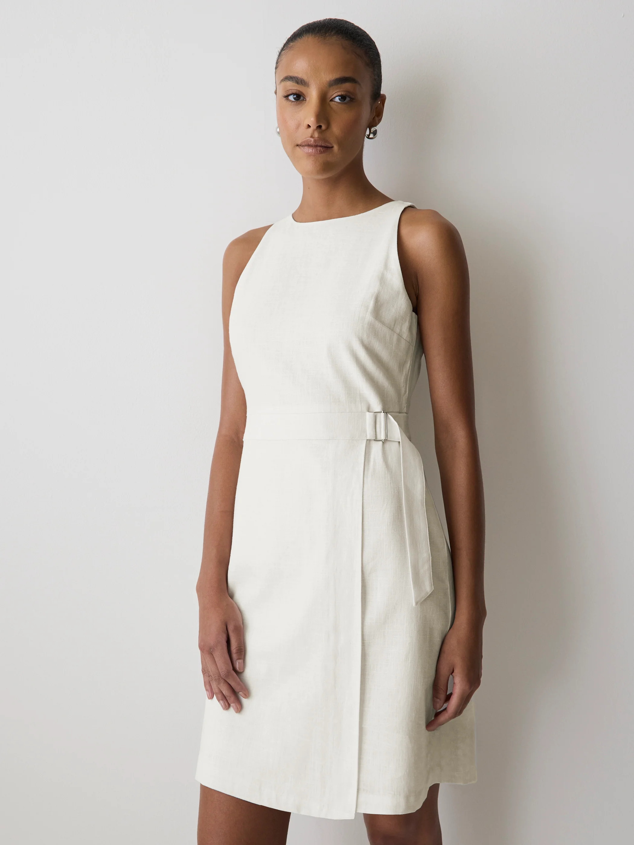 Sleeveless Boat-Neck Linen-Blend Midi Dress - Image 8
