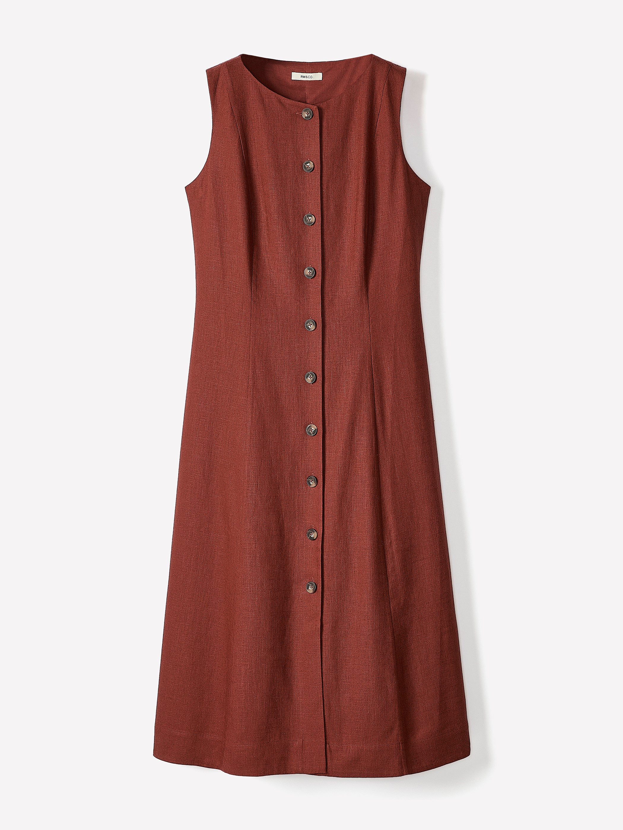 Sleeveless Crew-Neck Linen-Blend Midi Dress - Image 8