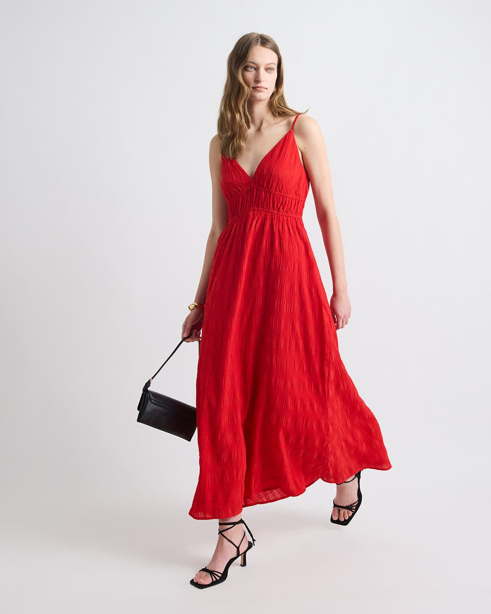 Sleeveless V-Neck Maxi Dress in Textured Jacquard - Image 12