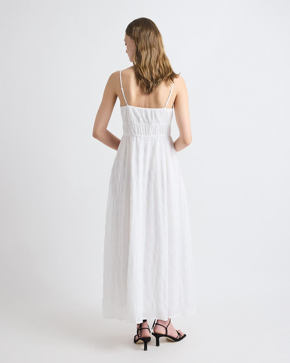 Sleeveless V-Neck Maxi Dress in Textured Jacquard - Image 2