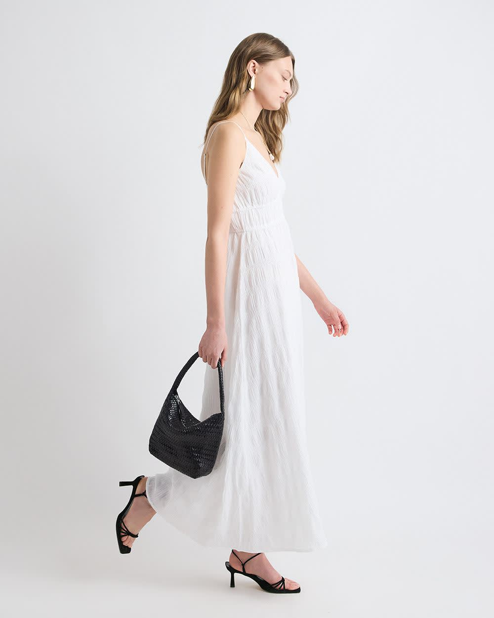 Sleeveless V-Neck Maxi Dress in Textured Jacquard - Image 6