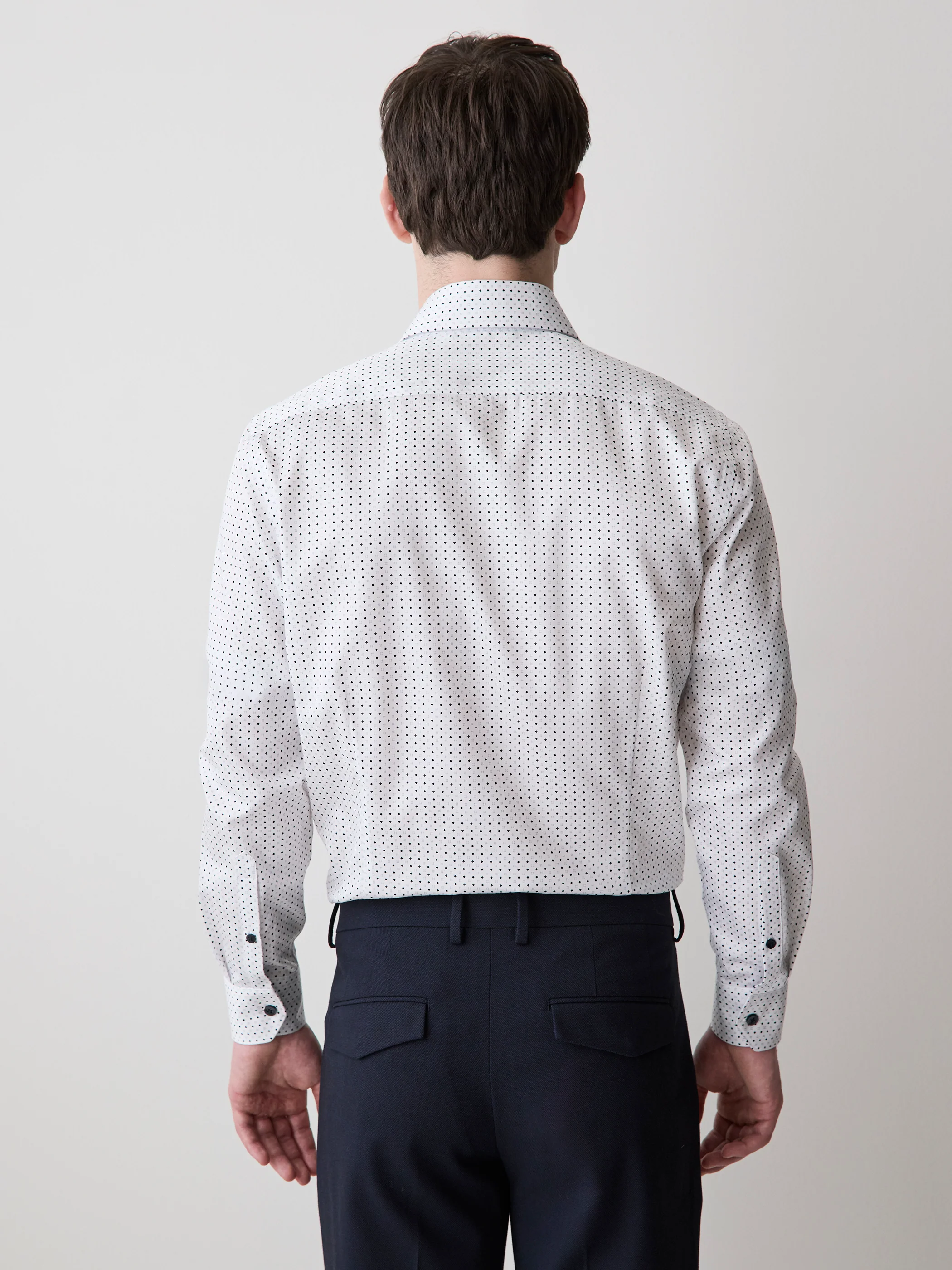 Slim Fit Dress Shirt With Micro Geometric Pattern - Image 3
