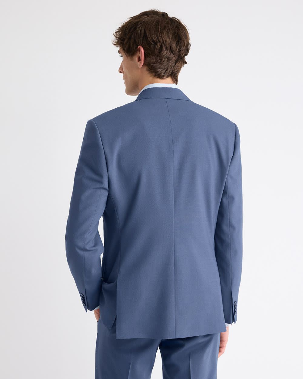 Slim Fit Blue Wool-Blend Suit Blazer - Image 3