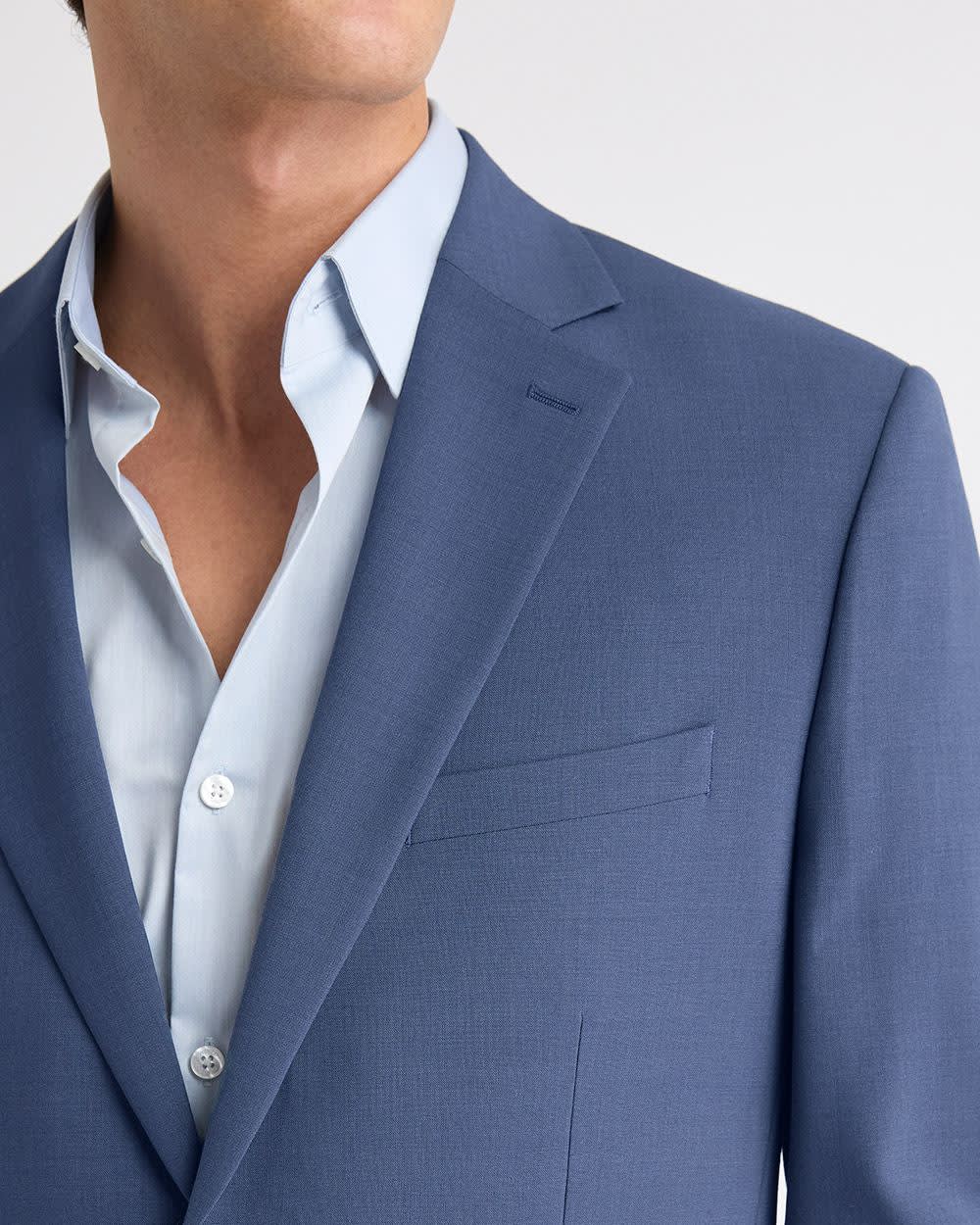 Slim Fit Blue Wool-Blend Suit Blazer - Image 4