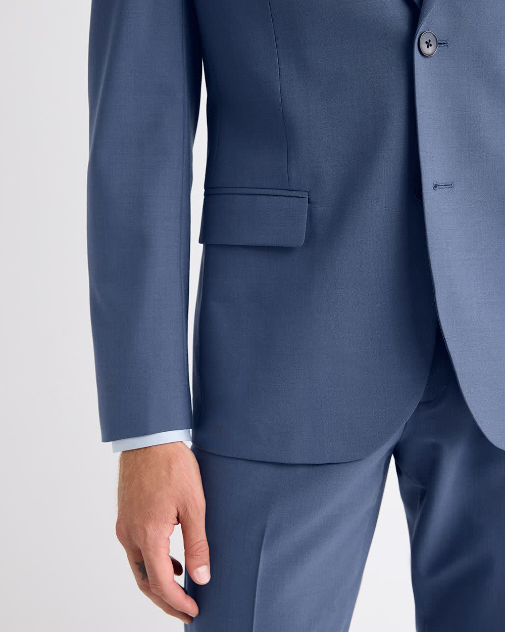Slim Fit Blue Wool-Blend Suit Blazer - Image 5