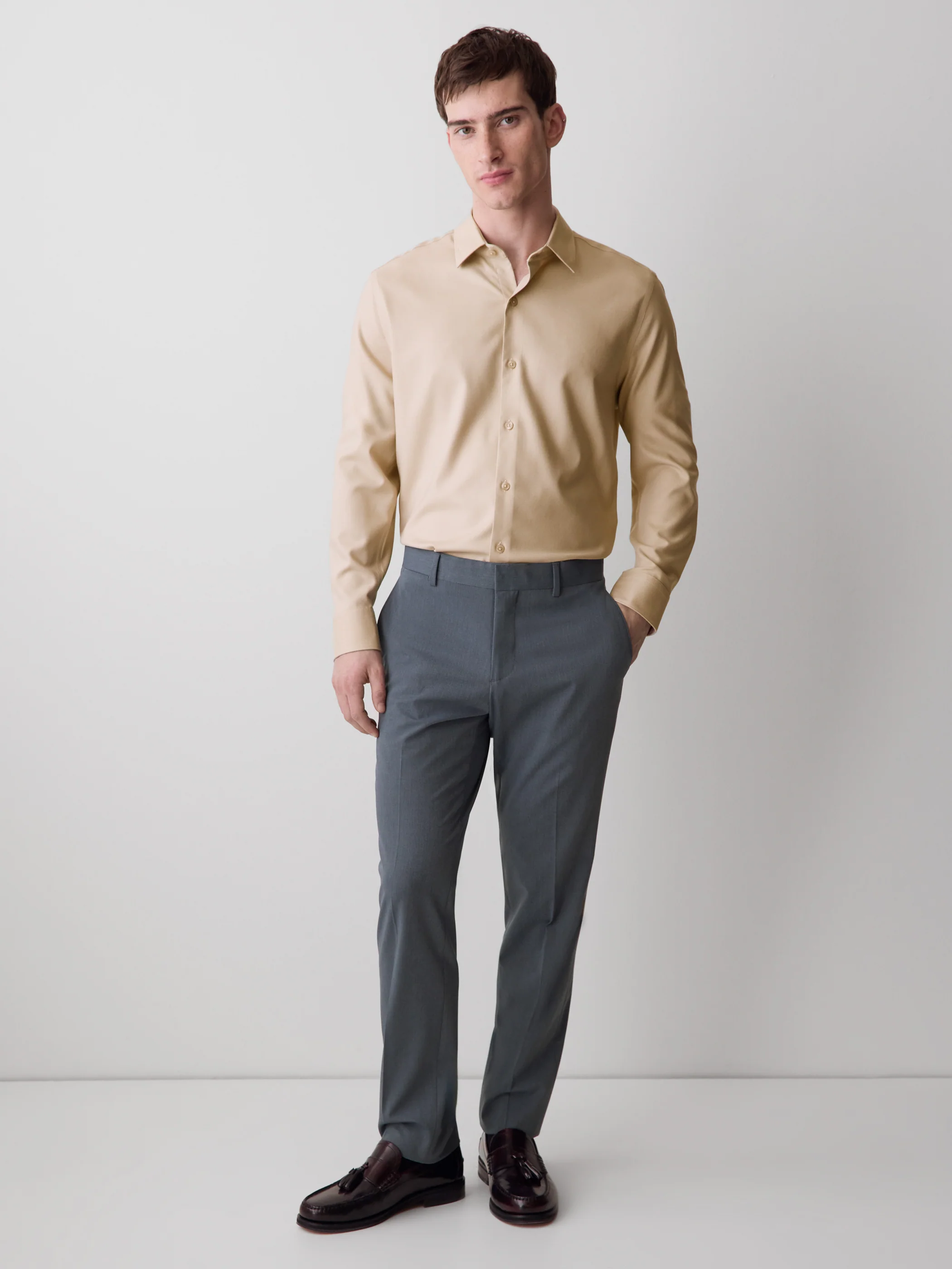 Slim Fit Knit-Like Dress Shirt - Image 2
