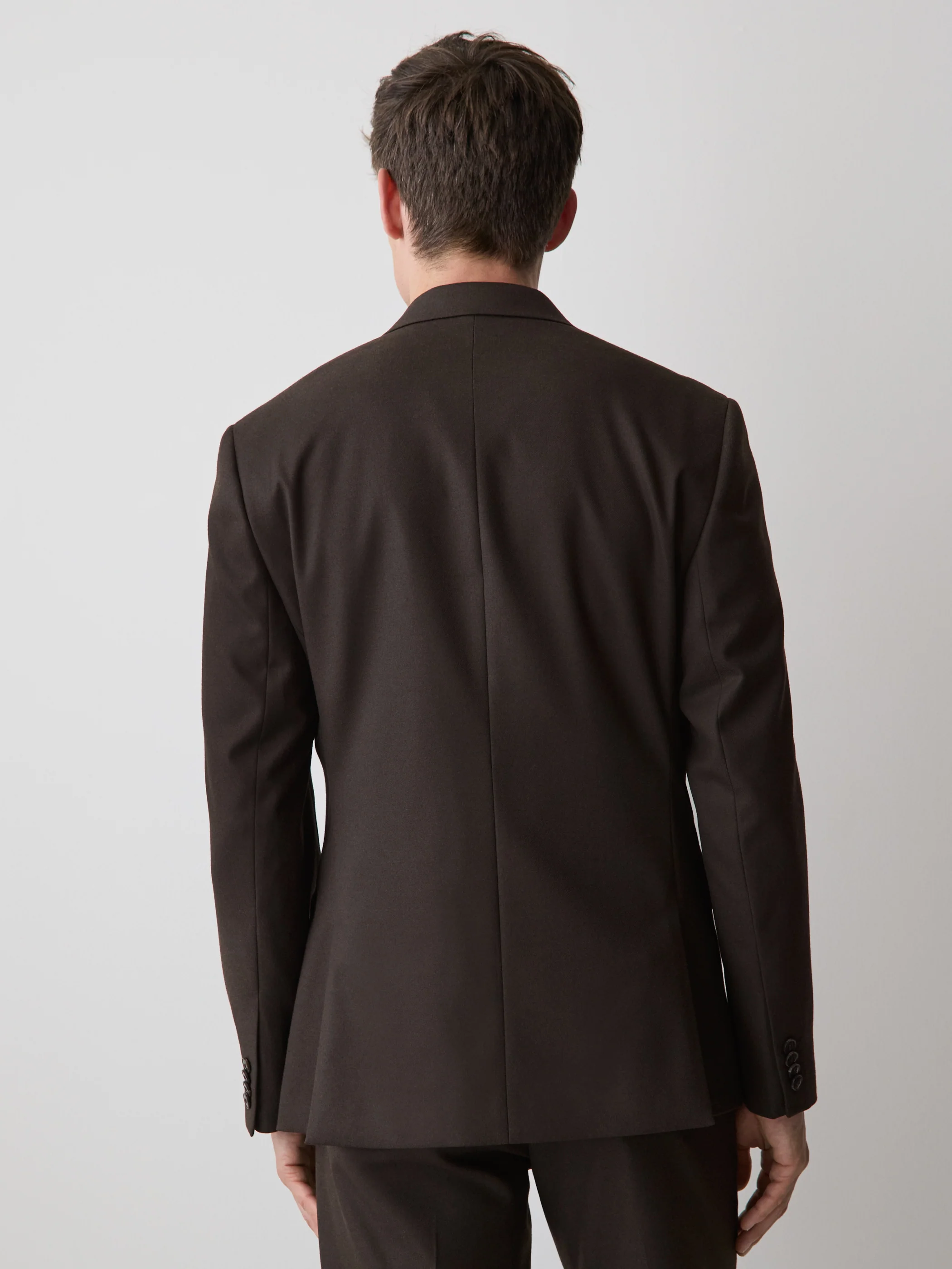 Slim Fit Dark Brown Brushed Twill Blazer - Image 3