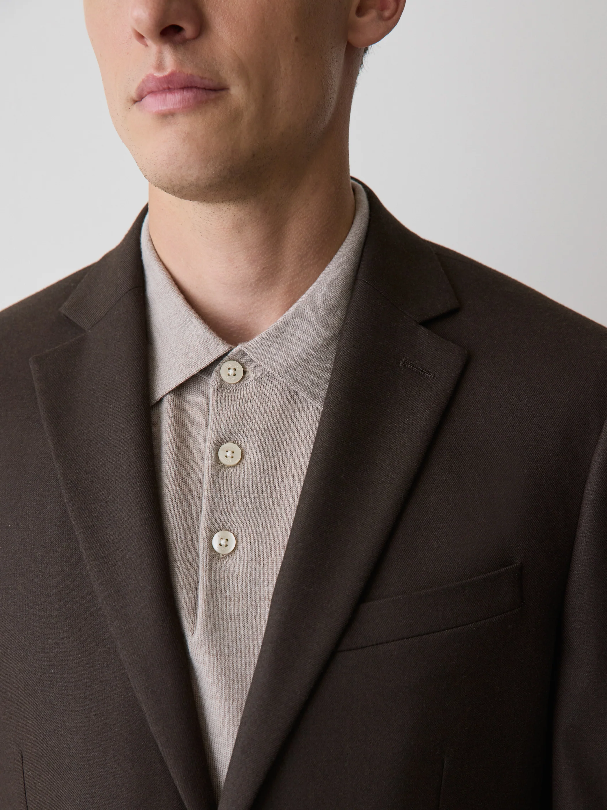 Slim Fit Dark Brown Brushed Twill Blazer - Image 4