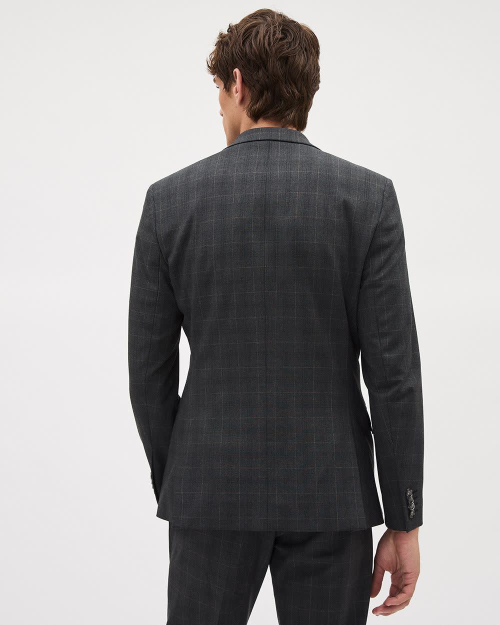 Slim-Fit Dark Grey Checkered Suit Blazer - Image 3