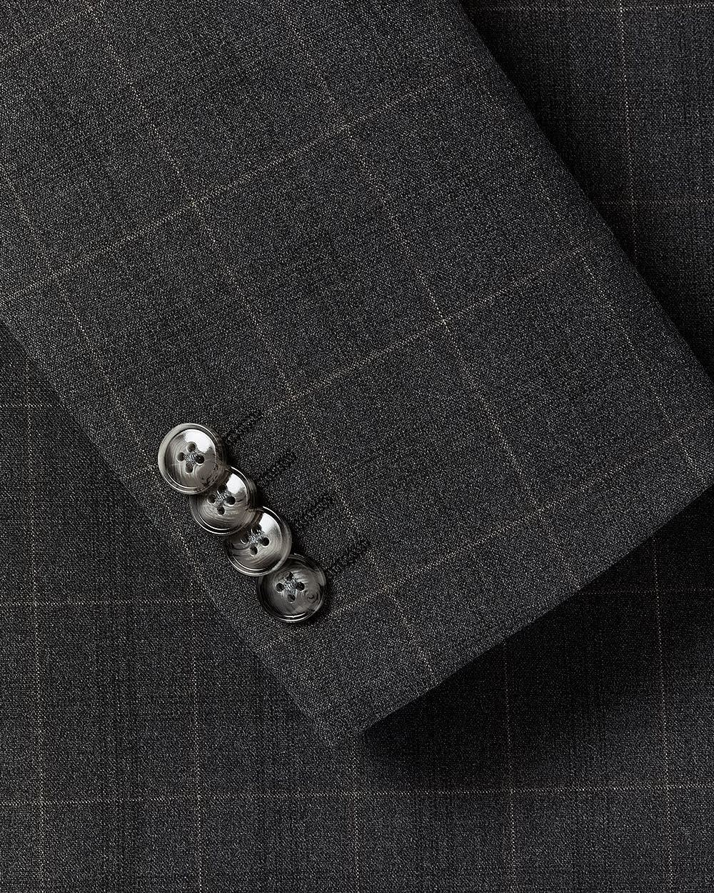 Slim-Fit Dark Grey Checkered Suit Blazer - Image 5