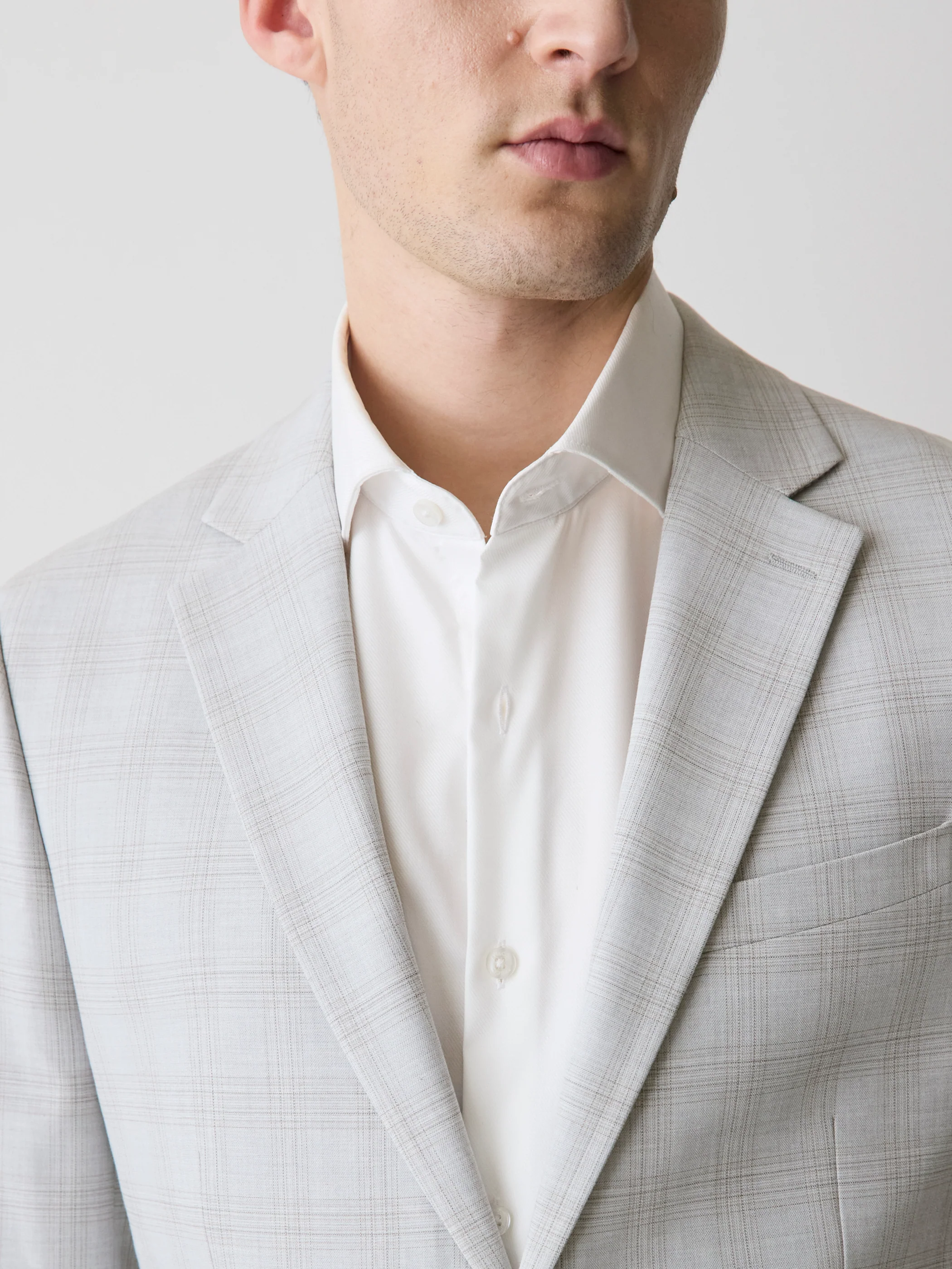 Slim Fit Grey Checkered Suit Blazer - Image 4
