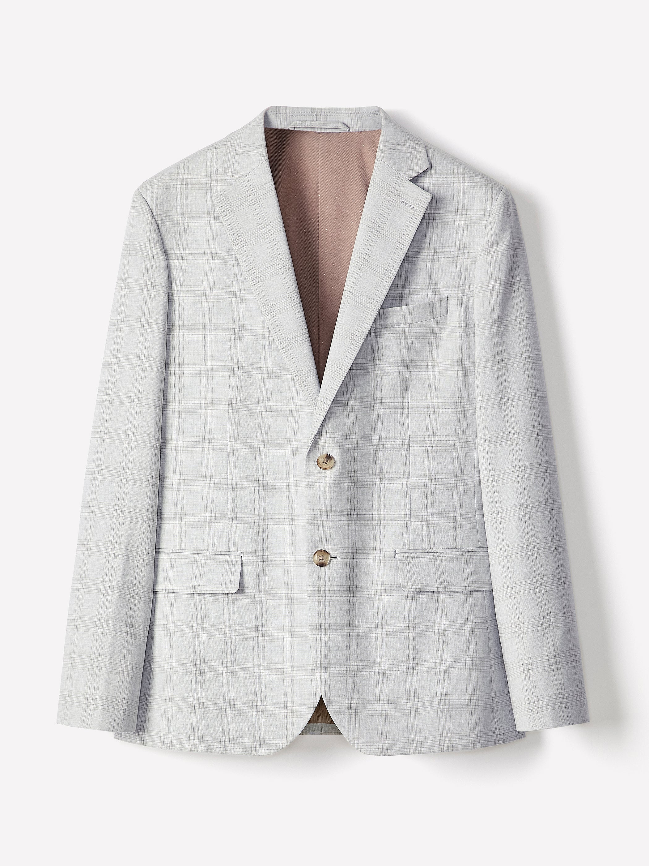 Slim Fit Grey Checkered Suit Blazer - Image 6