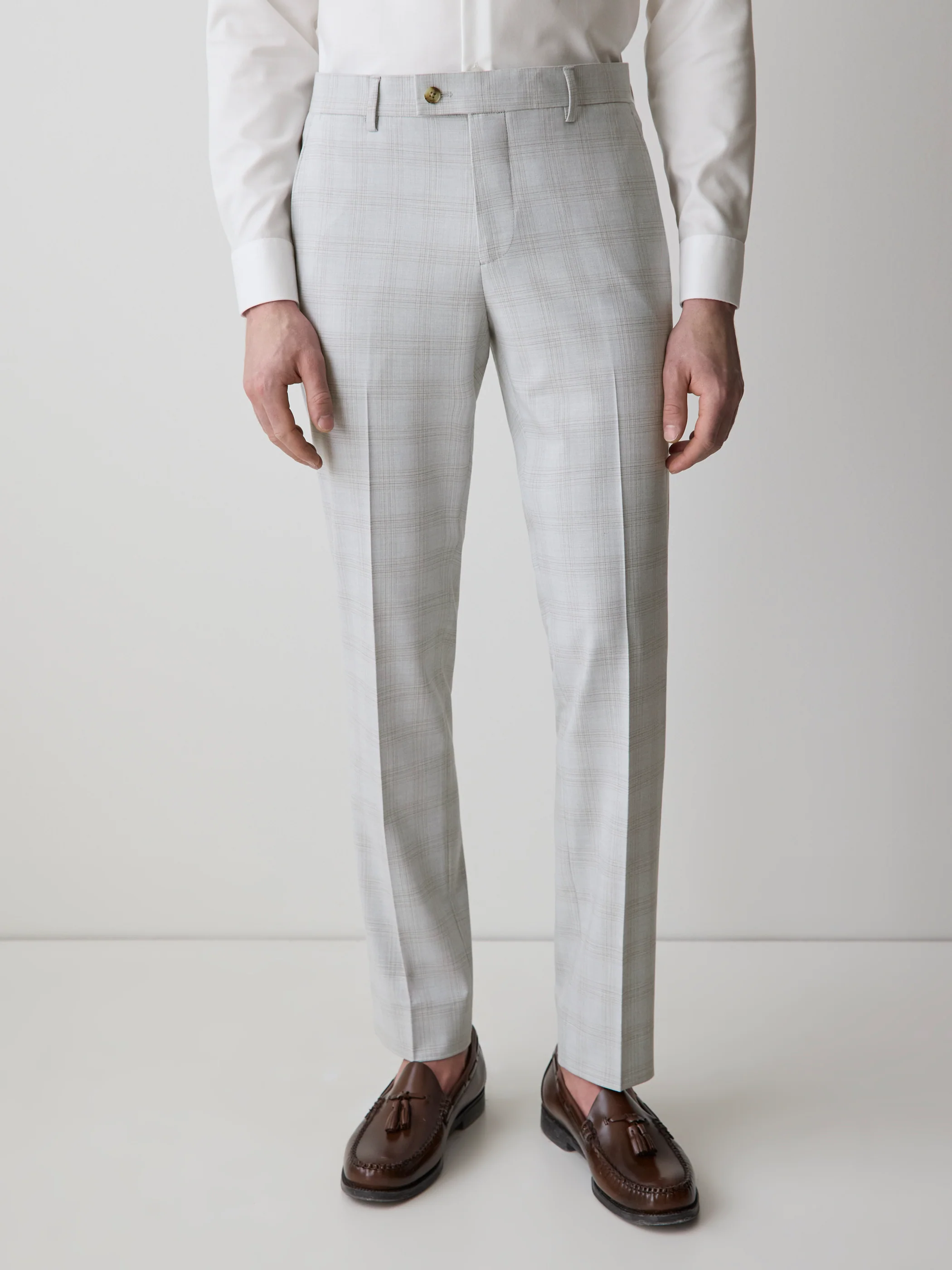 Slim Fit Grey Checkered Suit Pant