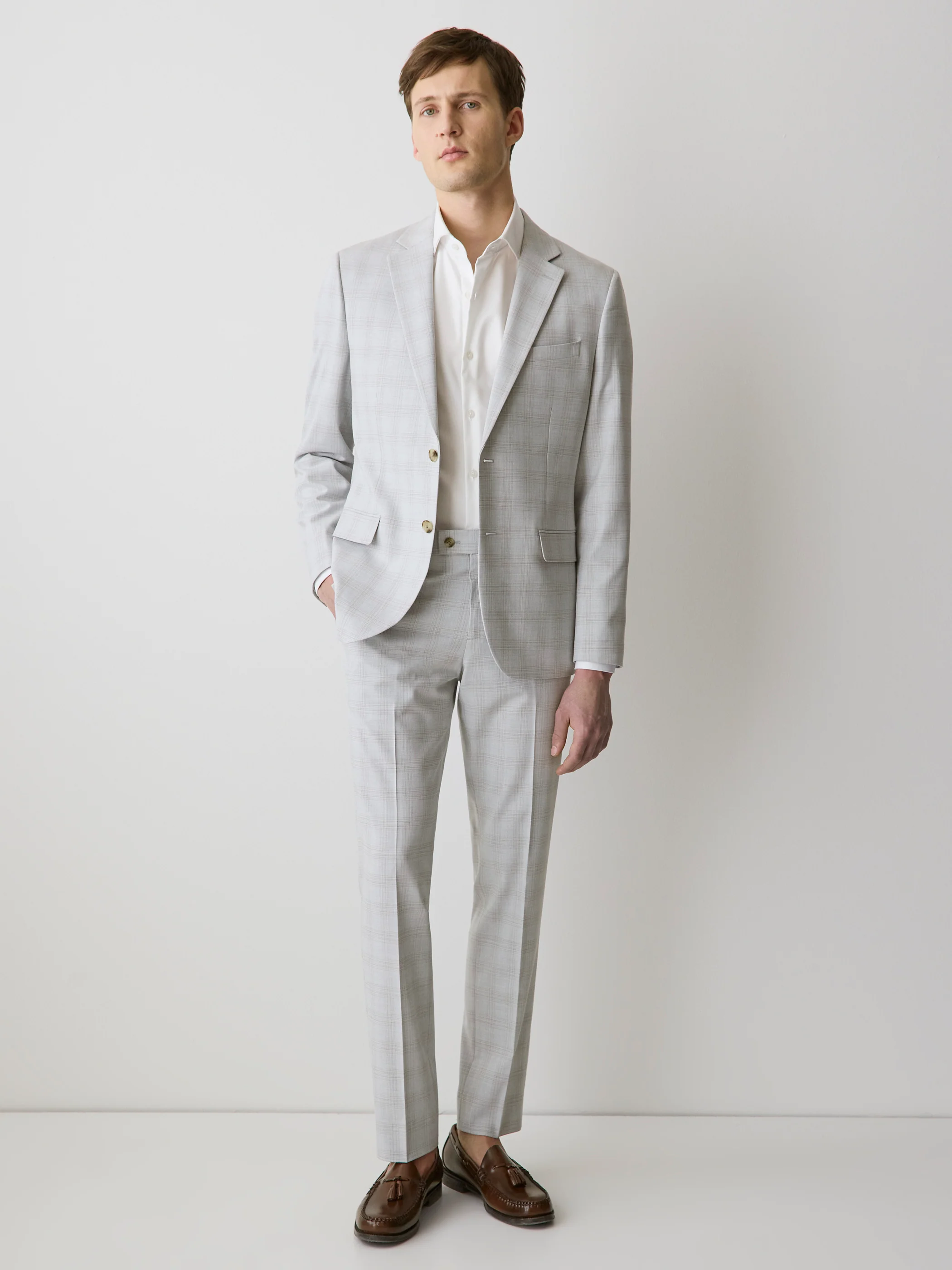 Slim Fit Grey Checkered Suit Pant - Image 2