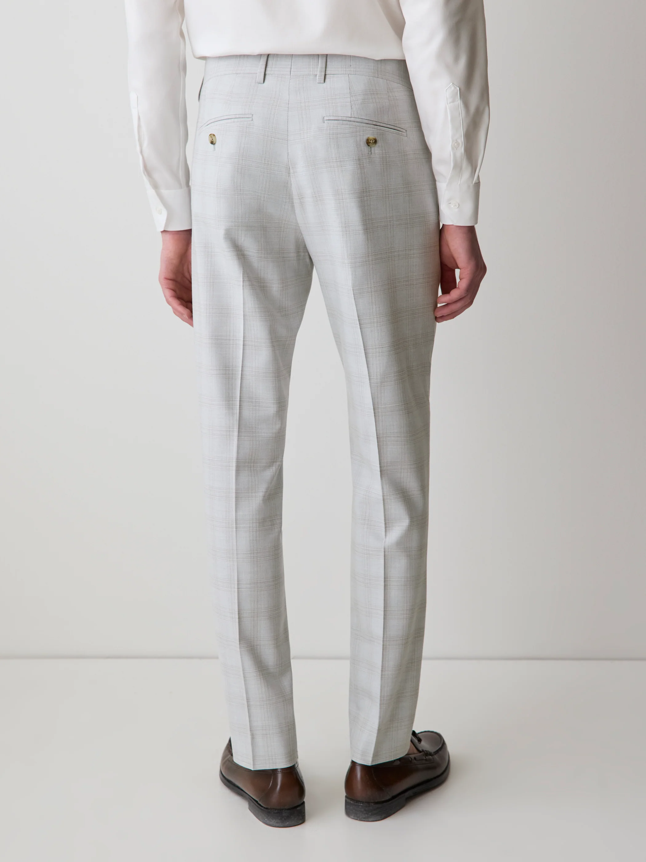 Slim Fit Grey Checkered Suit Pant - Image 3