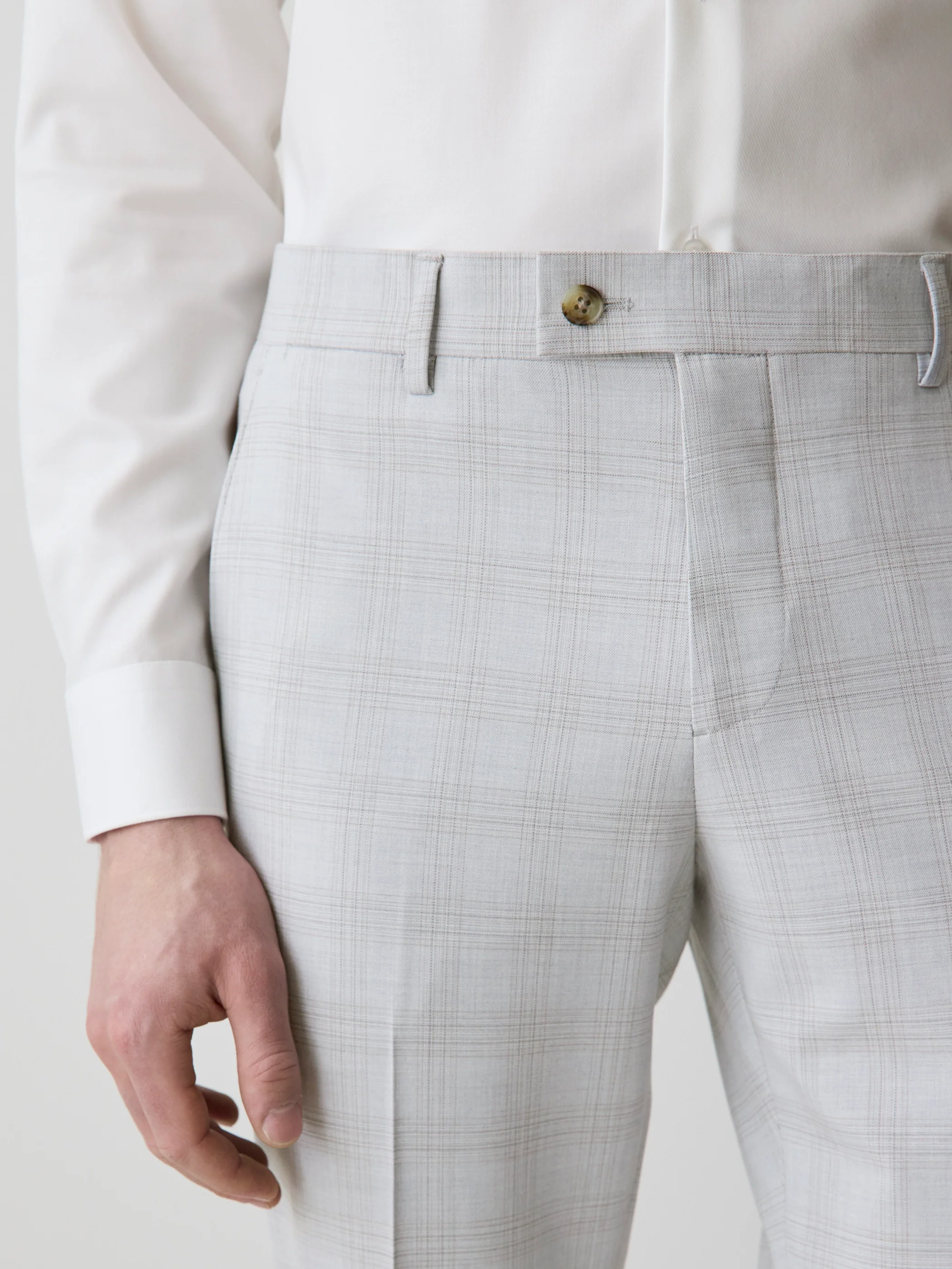 Slim Fit Grey Checkered Suit Pant - Image 4