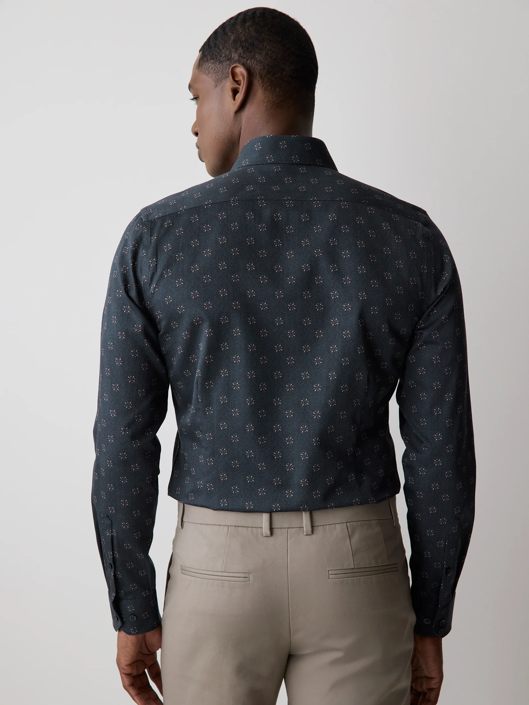 Slim Fit Dress Shirt with Floral Dotted Pattern - Image 4