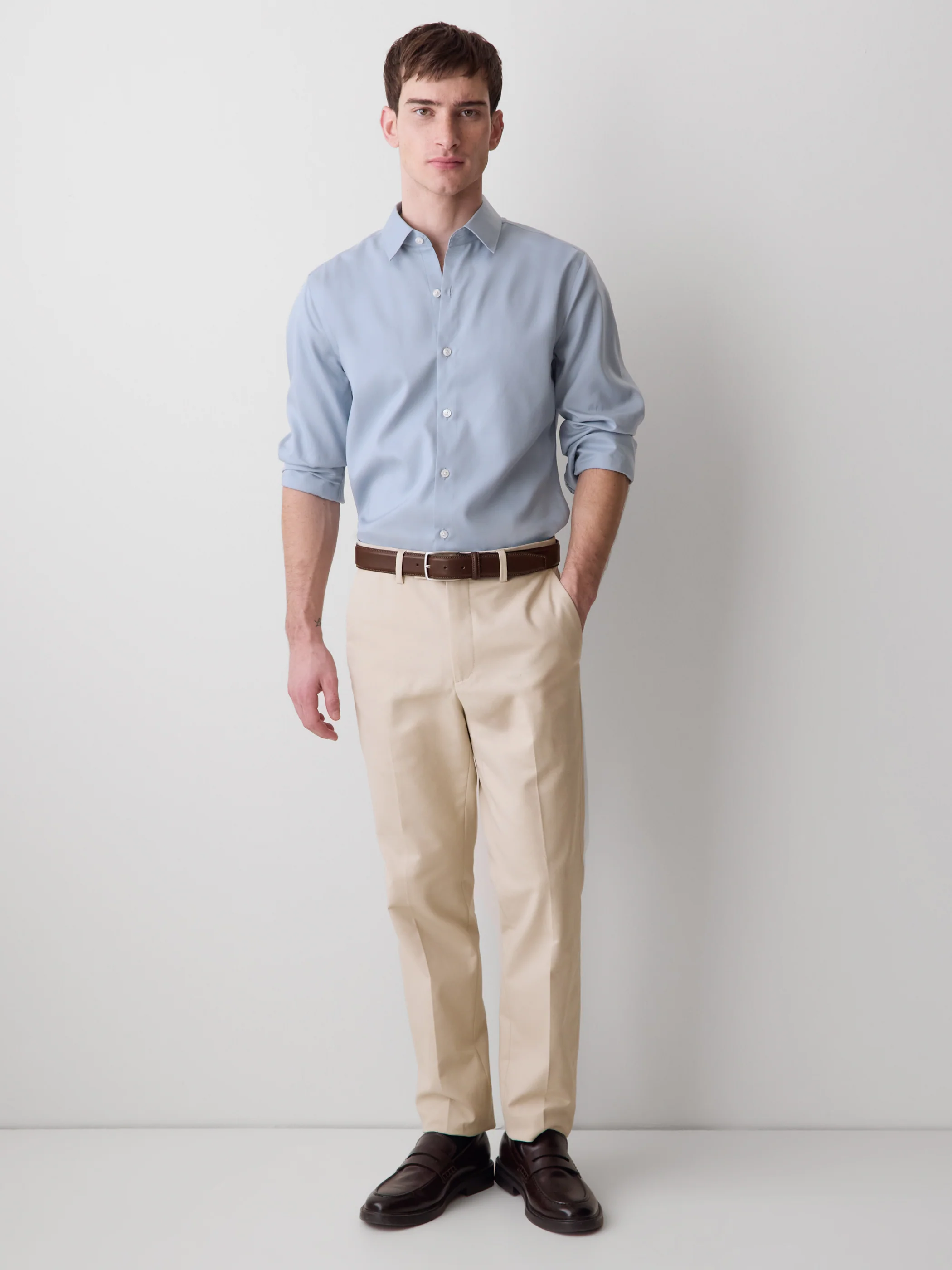 Slim Fit Solid Twill Dress Shirt - Image 12